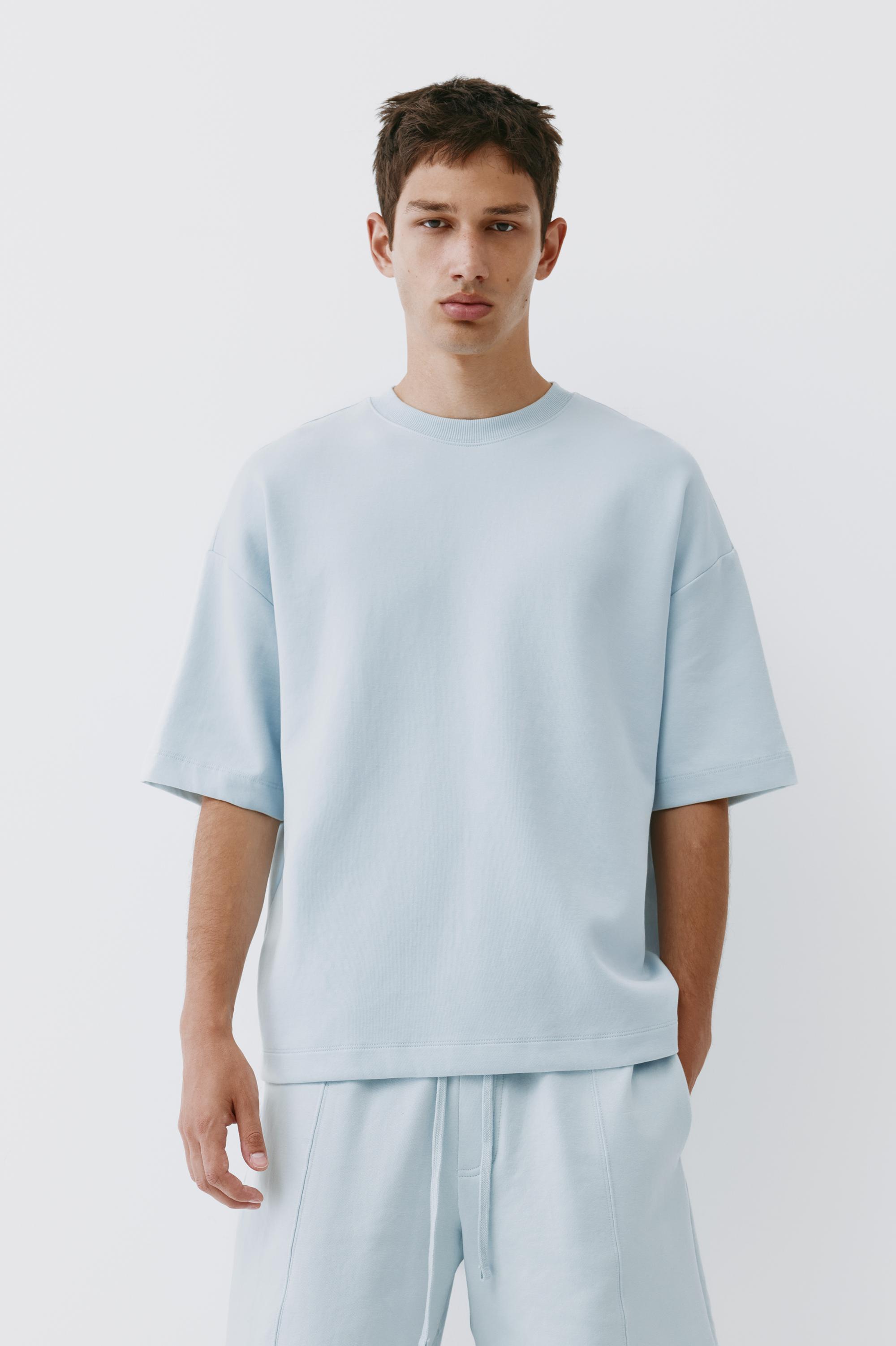 Interlock short sleeve sweatshirt — Sky blue