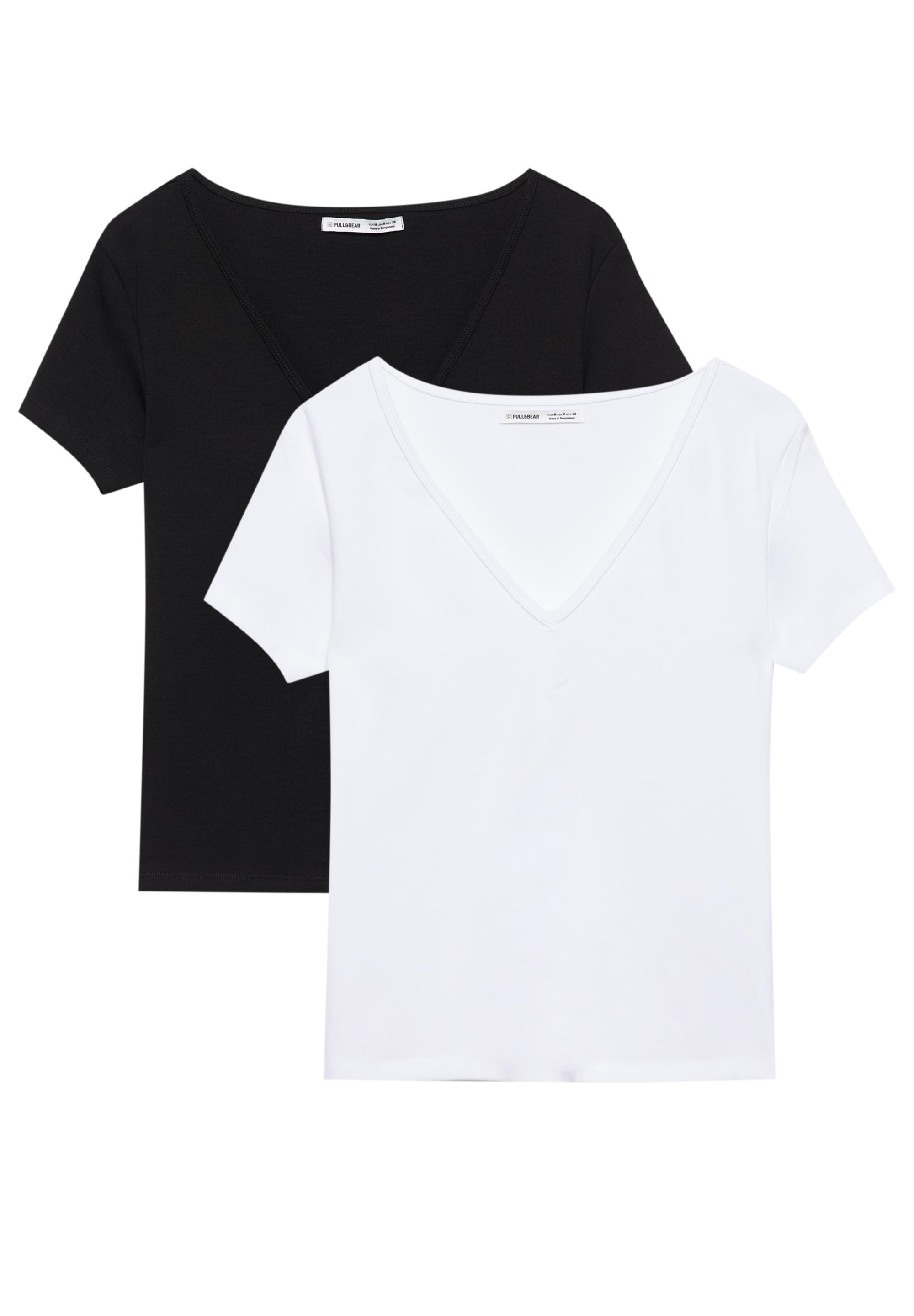 Pack of V-neck T-shirts — White/Black