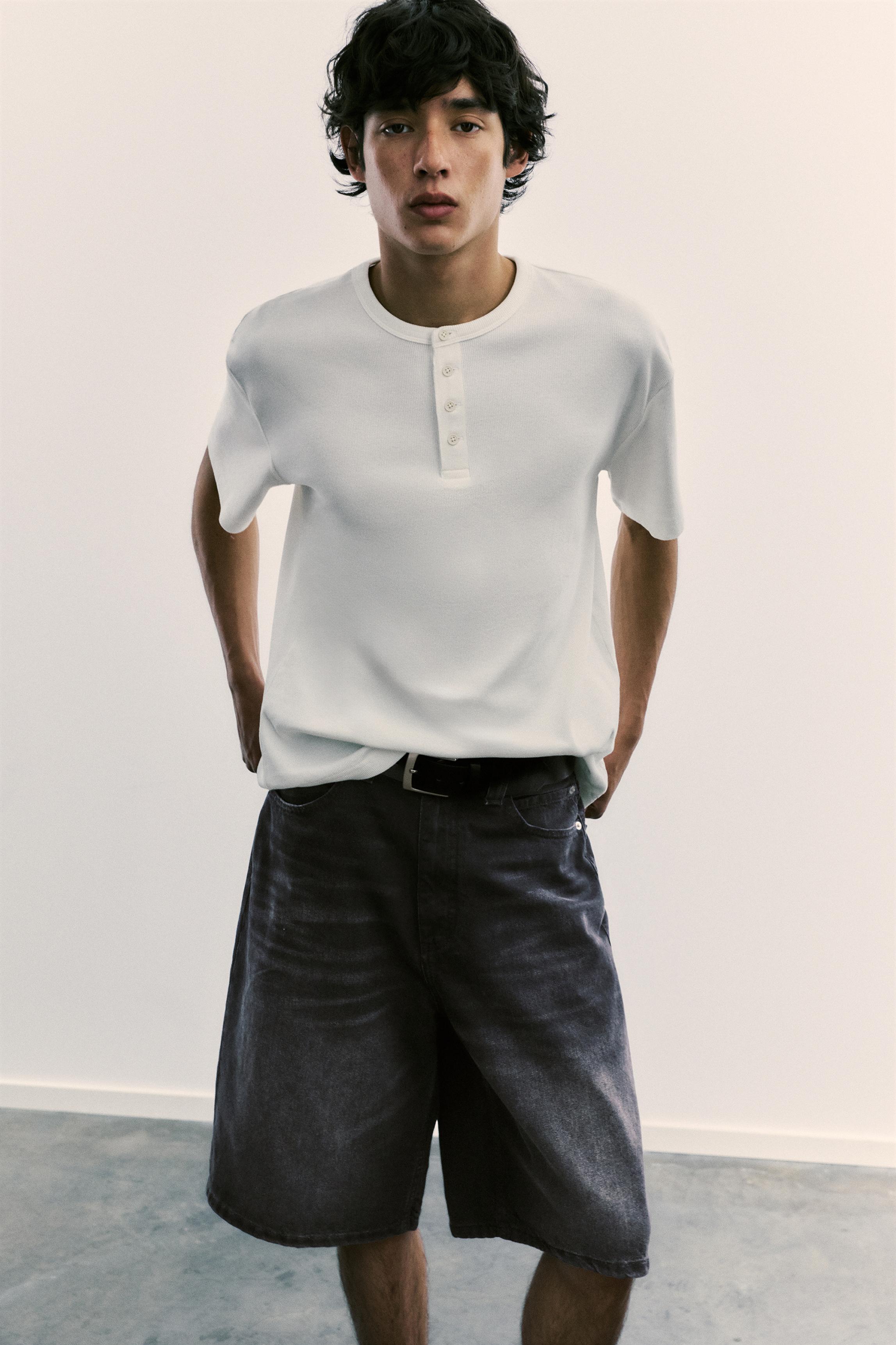 Skater denim Bermuda shorts — Faded black