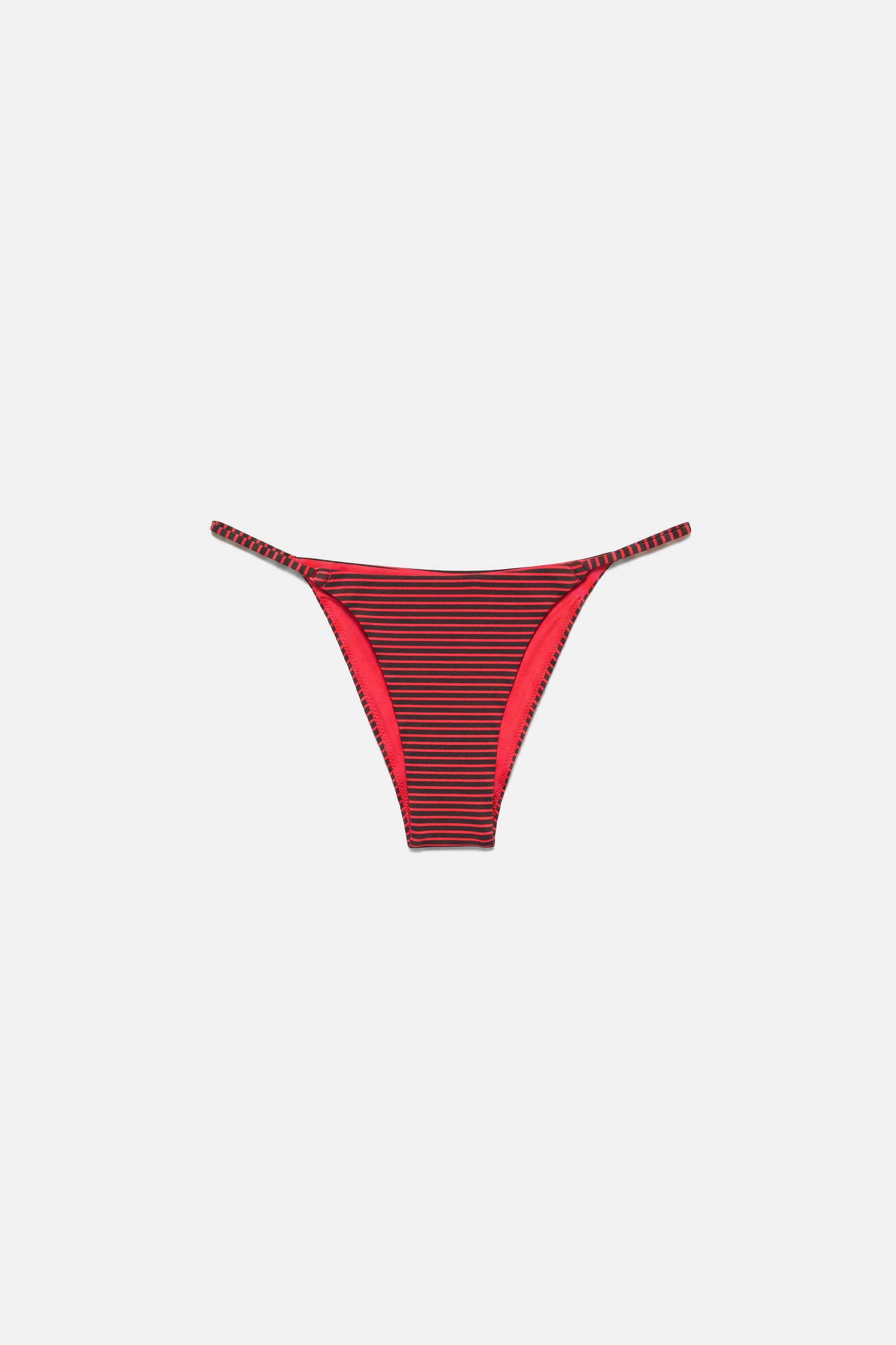 Striped bikini bottoms — Red