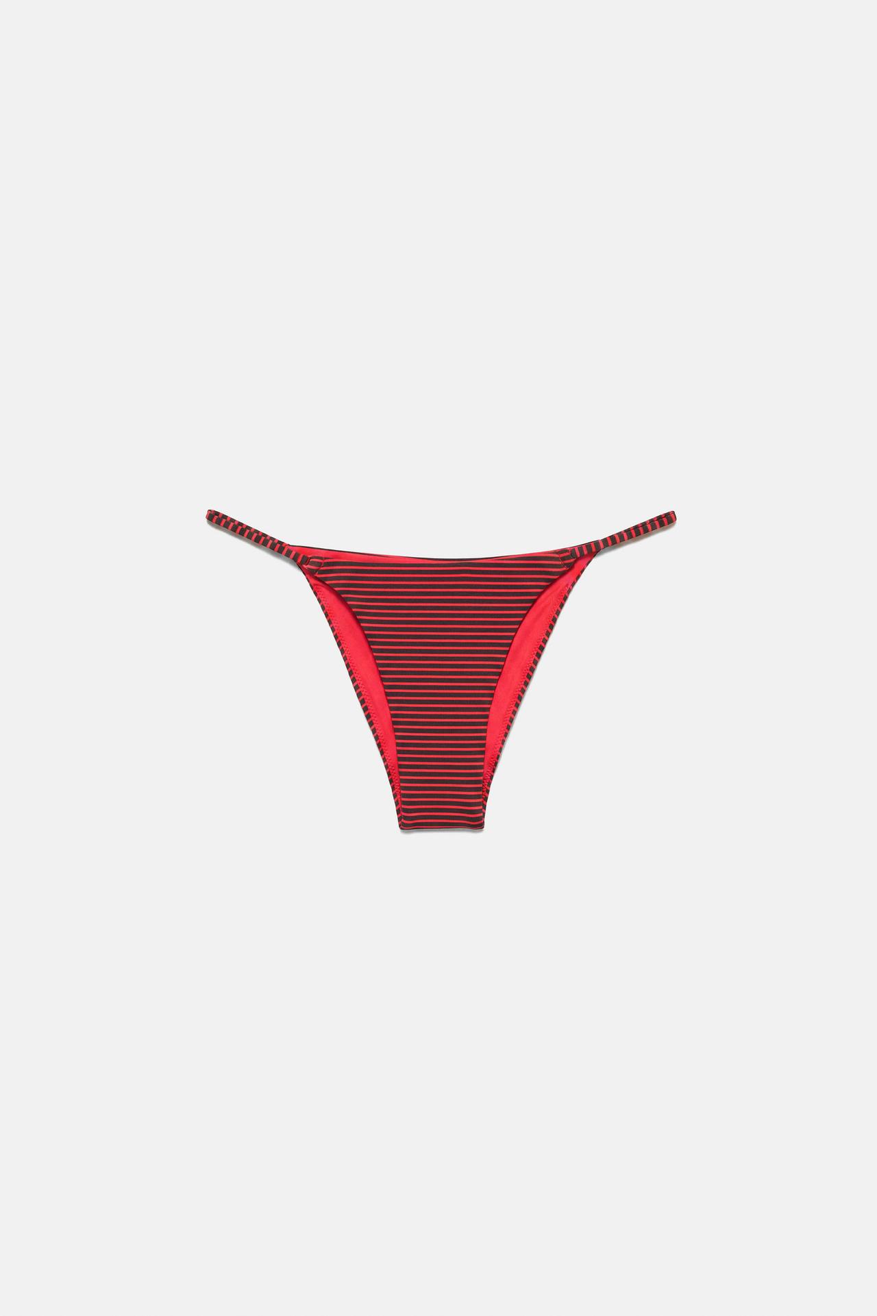 Striped bikini bottoms — Red