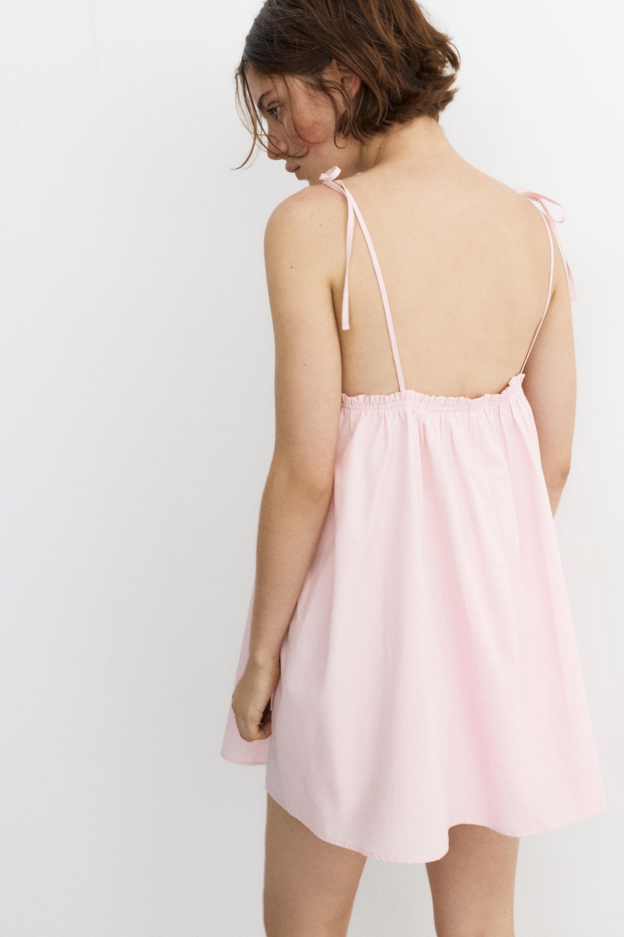Strappy poplin mini dress — Pink