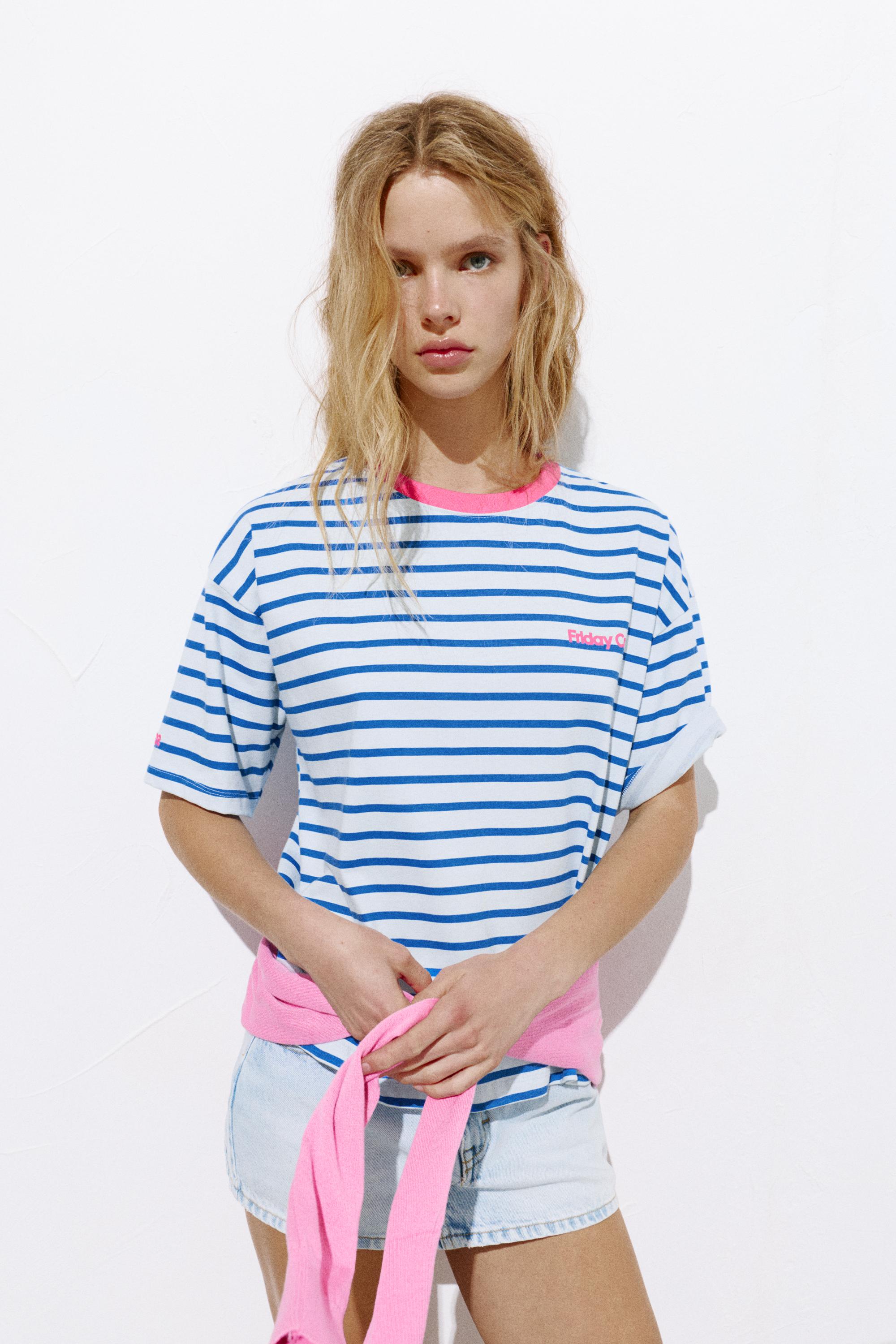 Striped short sleeve T-shirt — Deep blue