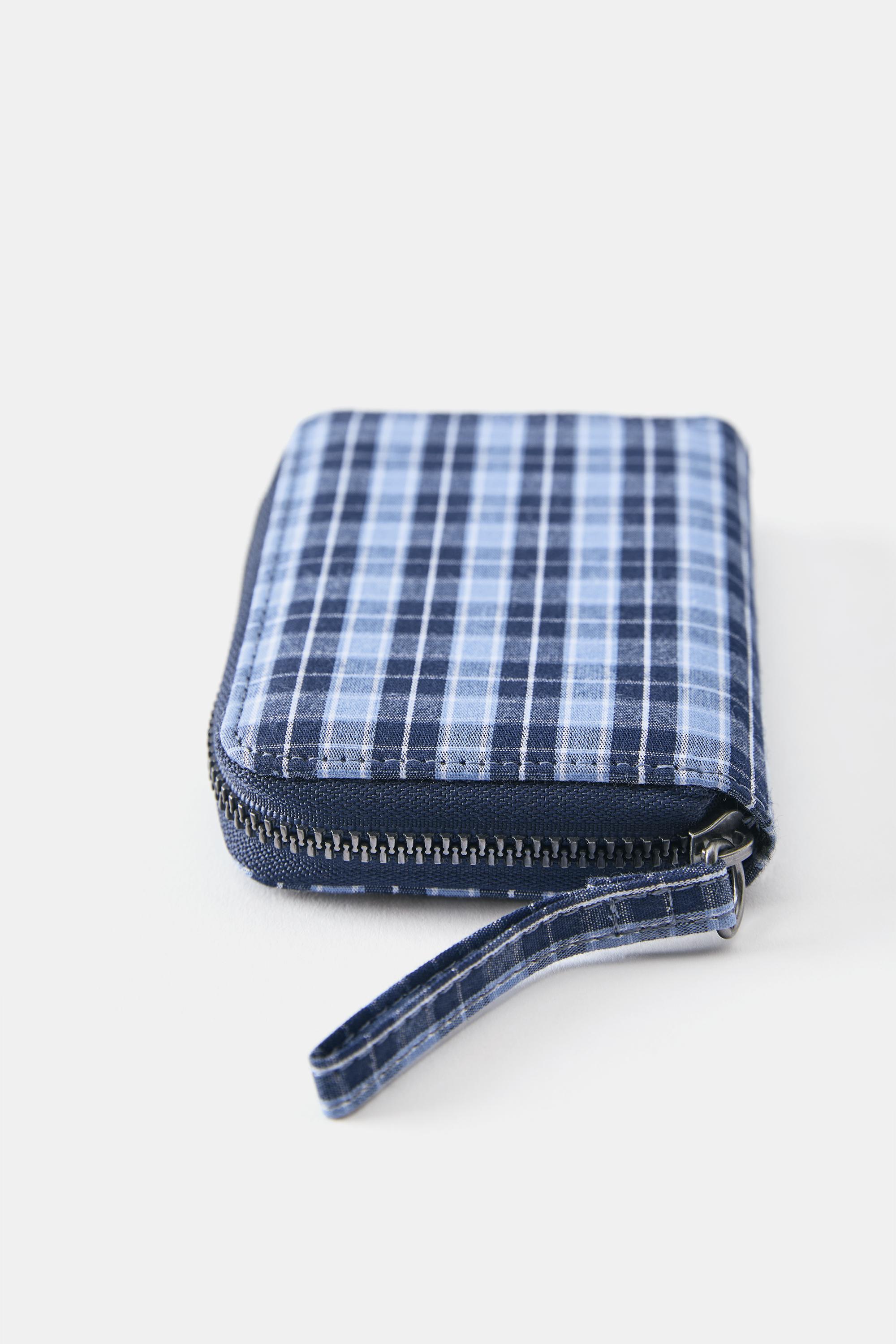 Check coin purse — Blue