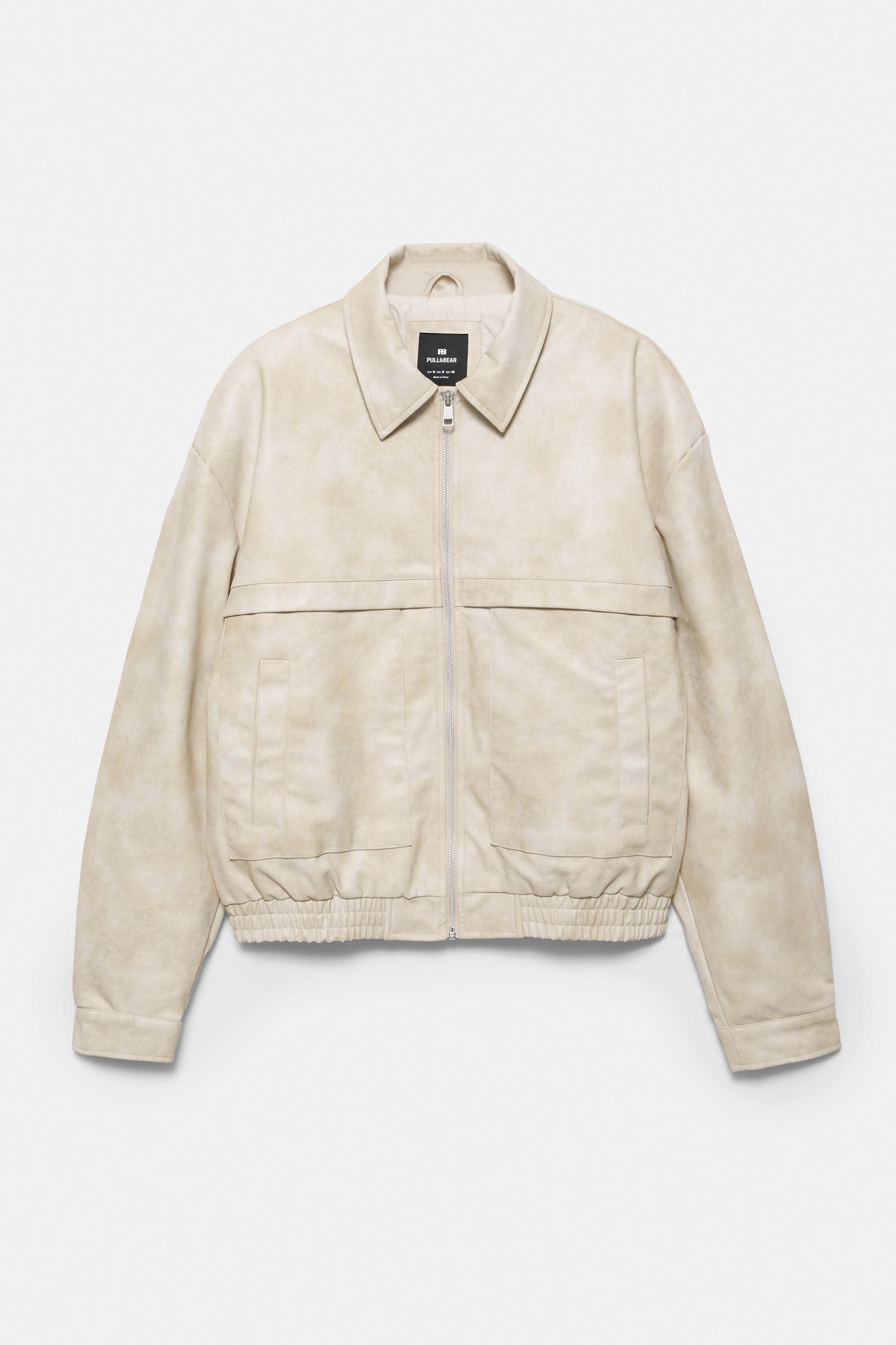 Faux leather jacket — Ecru (alternate view)