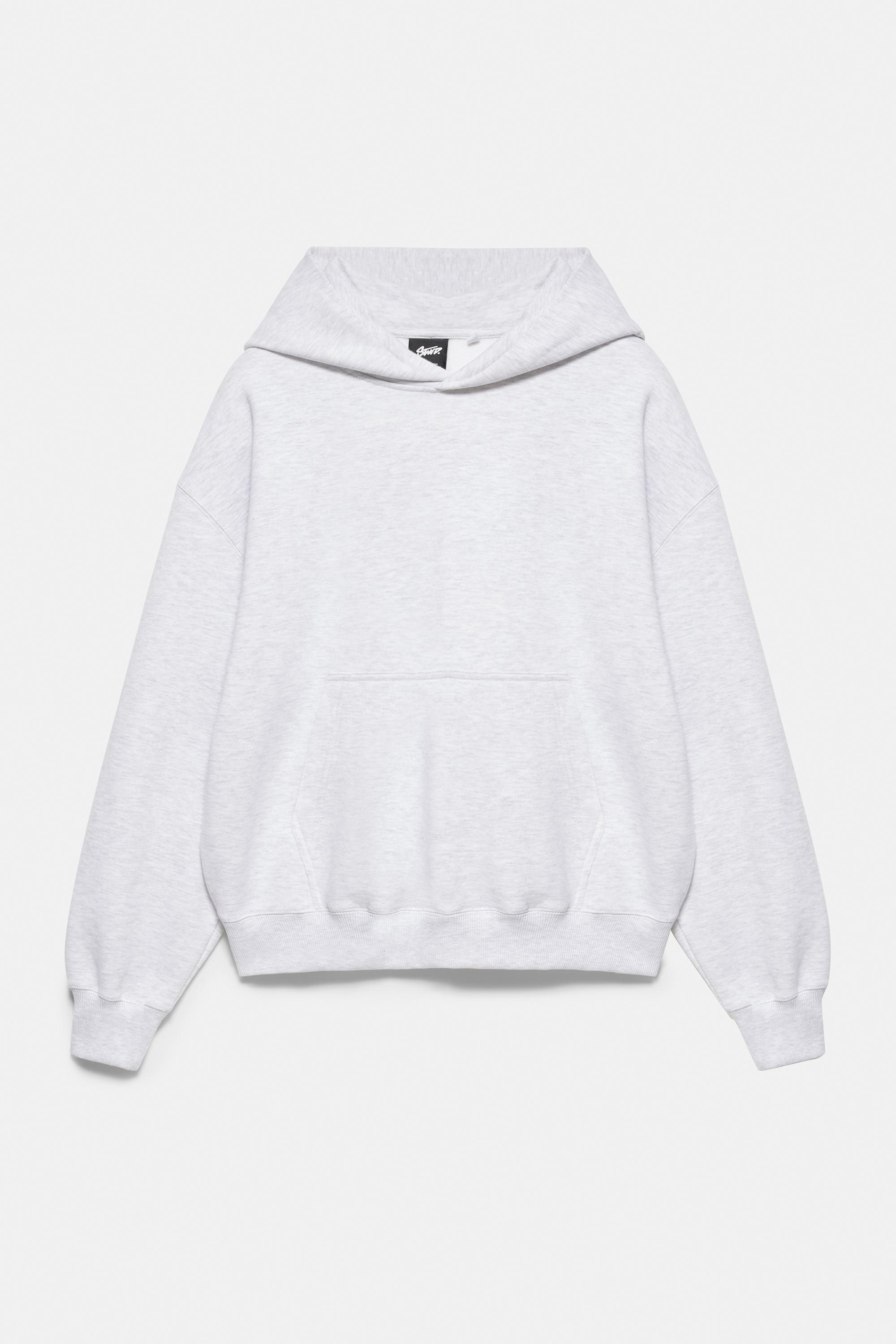 STWD boxy-fit logo hoodie — Pale marl (alternate view)