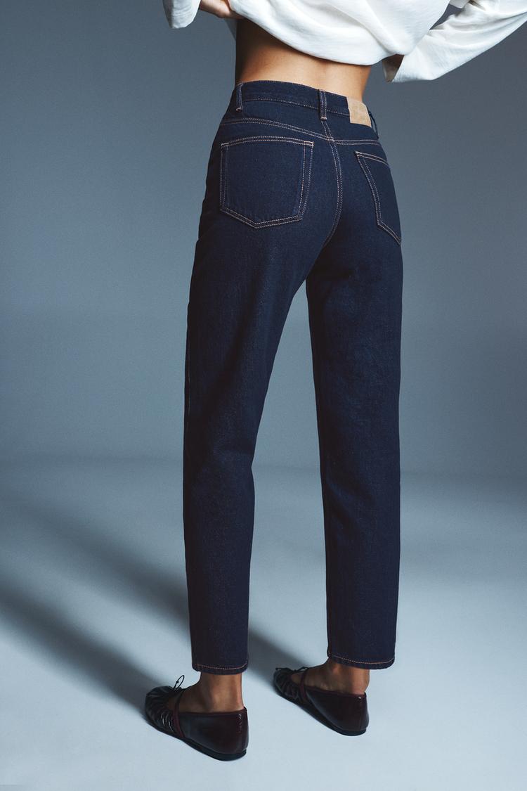 High-waist mom fit jeans — Ink blue