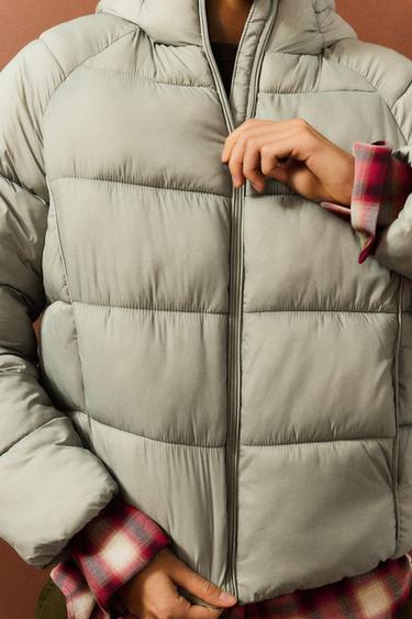 Hooded puffer jacket — Pale khaki 3