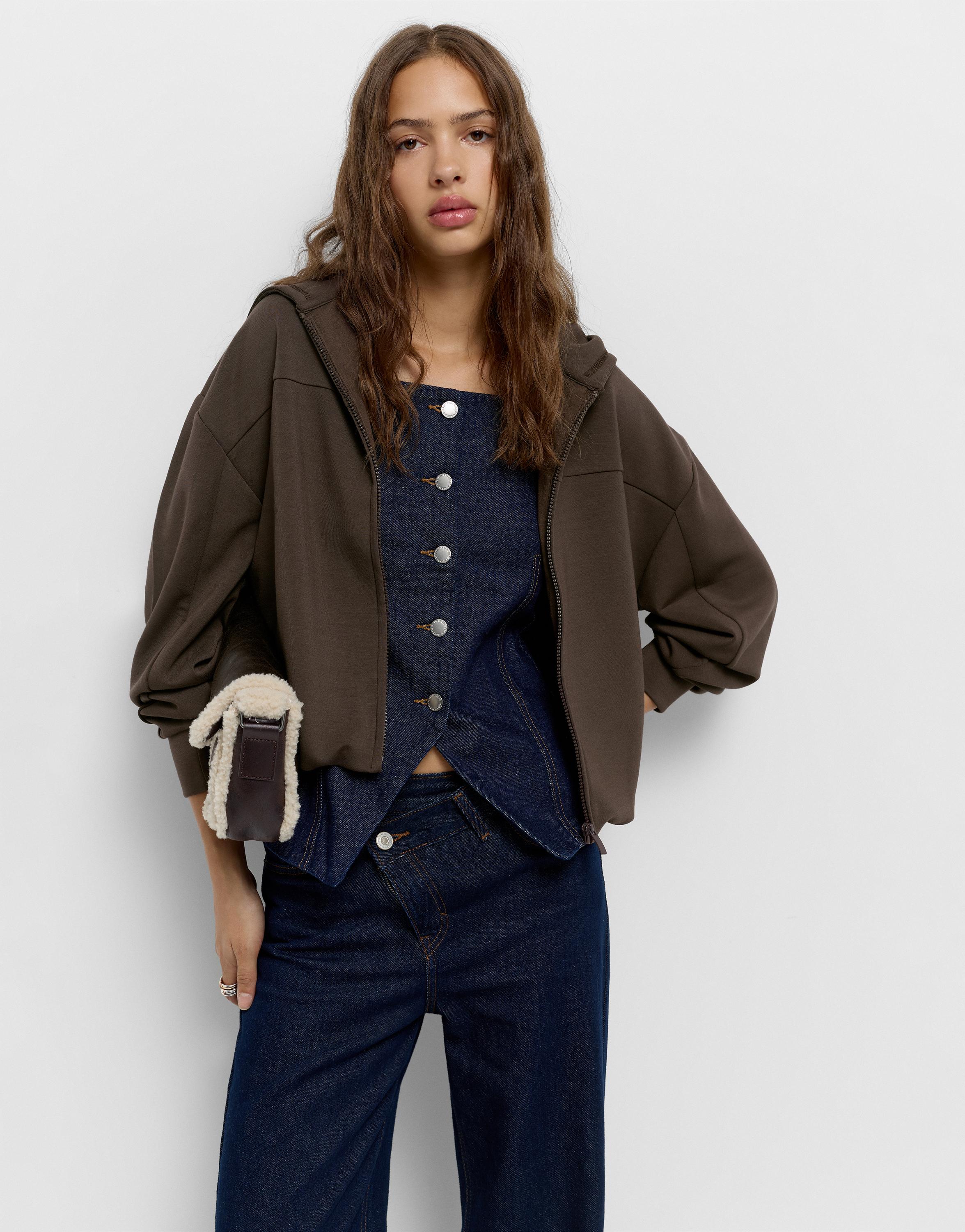 Soft touch hooded sweatshirt — Brown