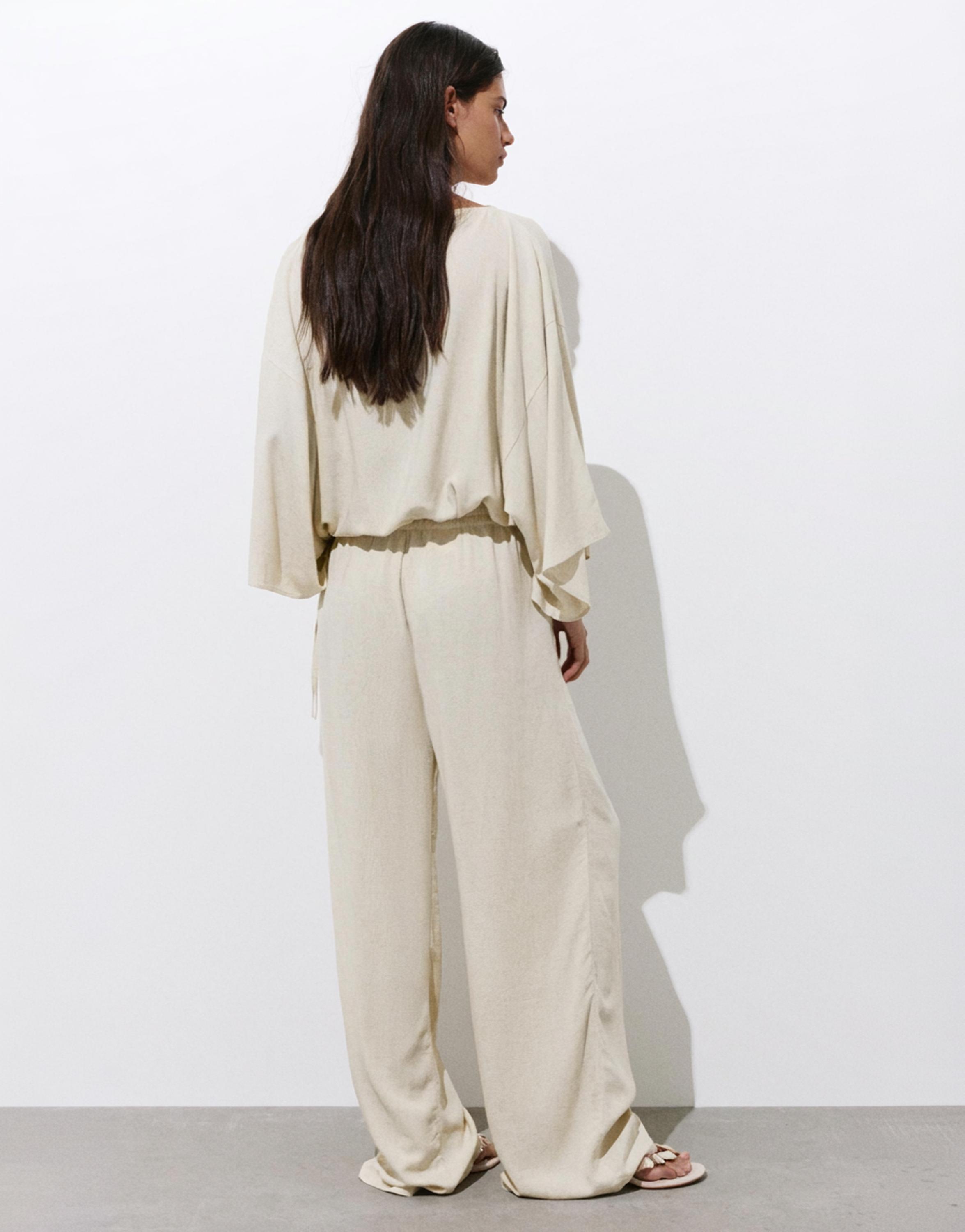 Flowing darted trousers — Sand