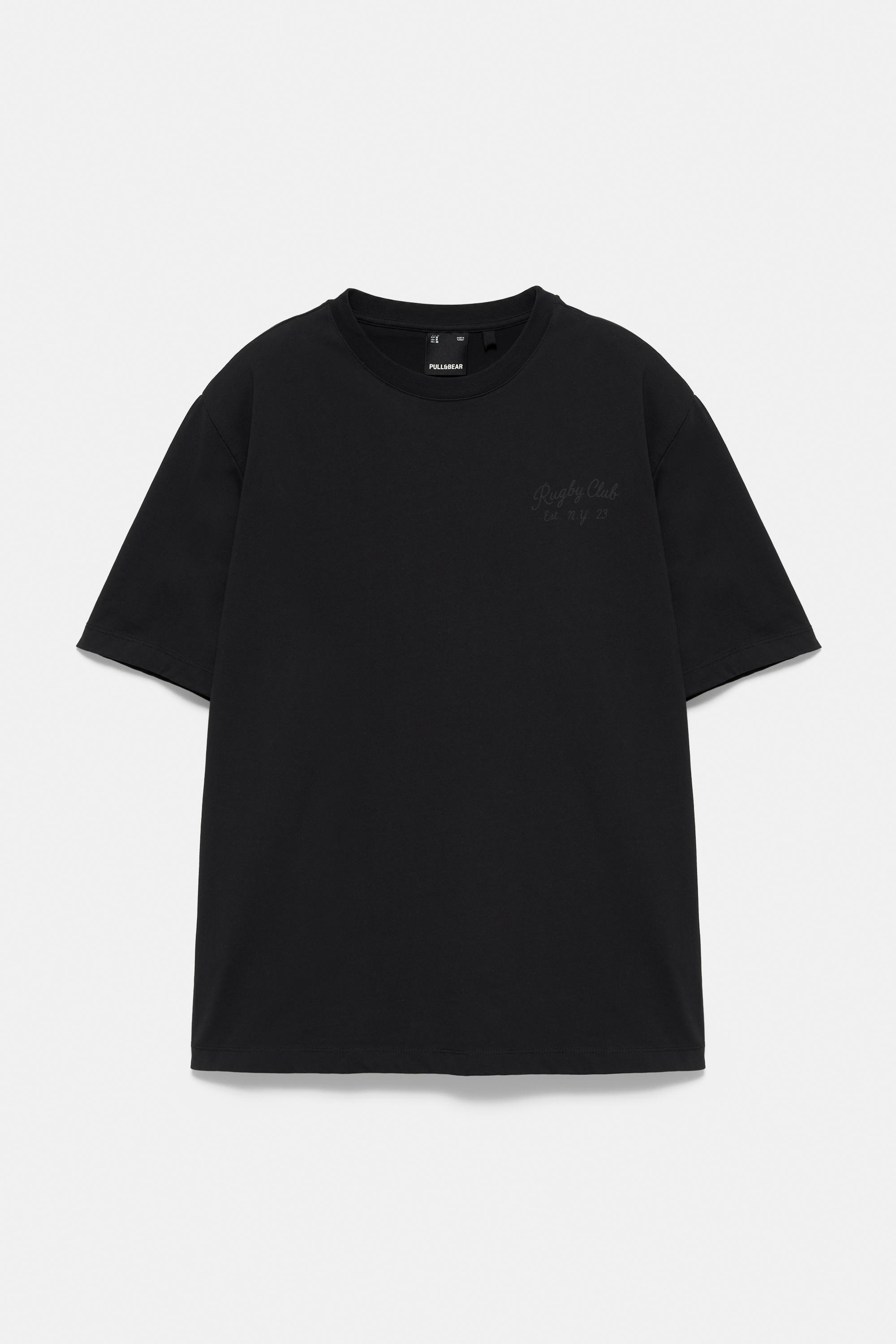 Regular fit embroidered T-shirt — Black