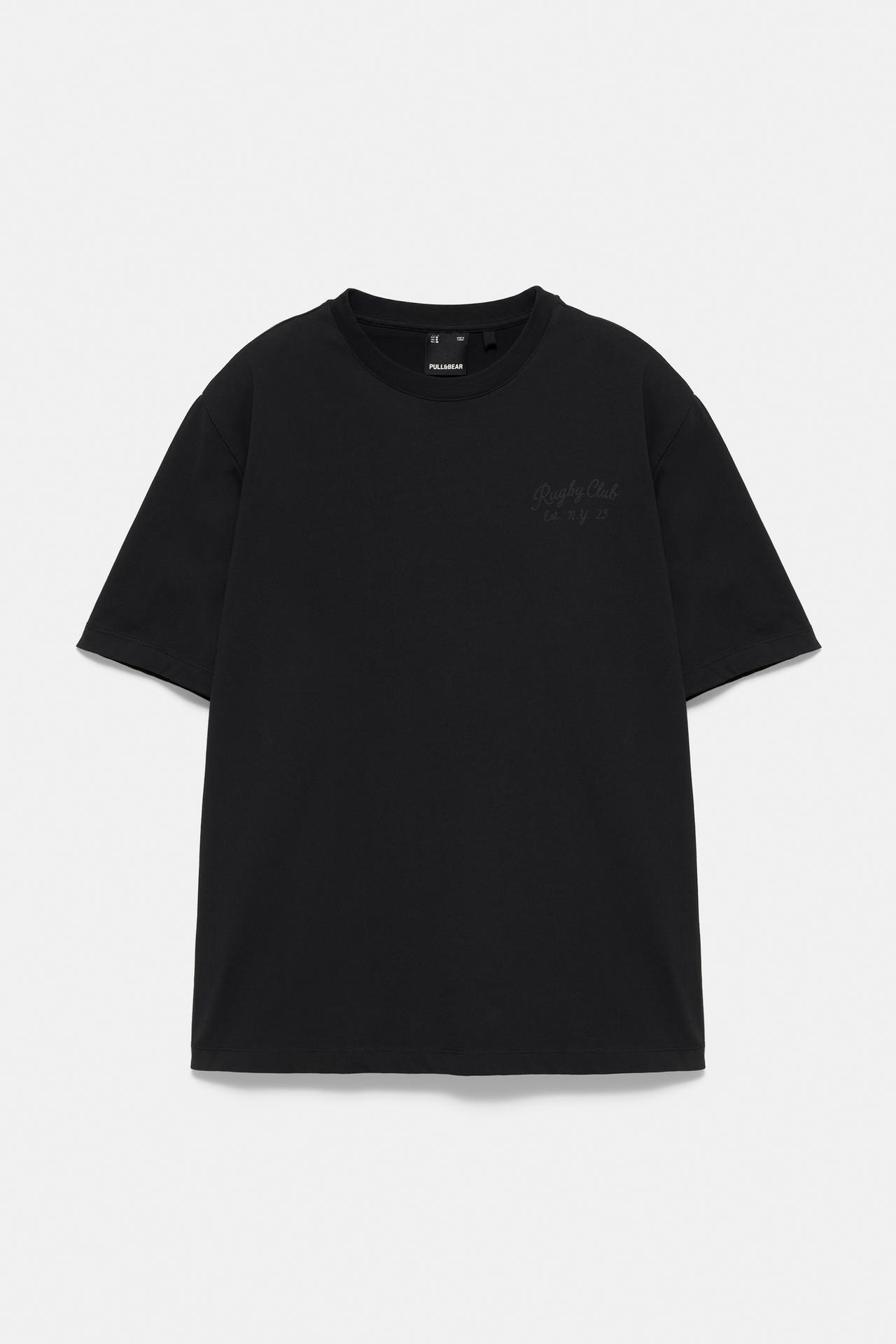 Regular fit embroidered T-shirt — Black