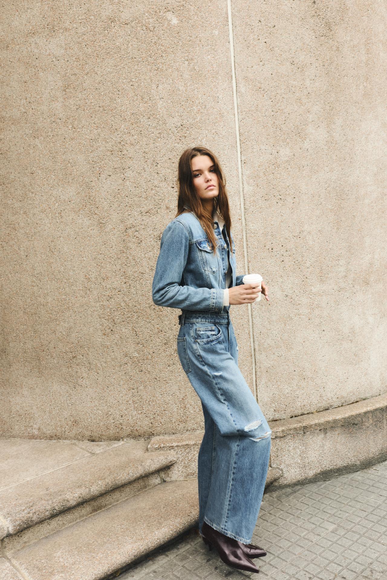 Long denim jumpsuit — Medium blue