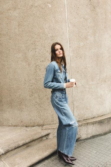 Long denim jumpsuit — Medium blue 6