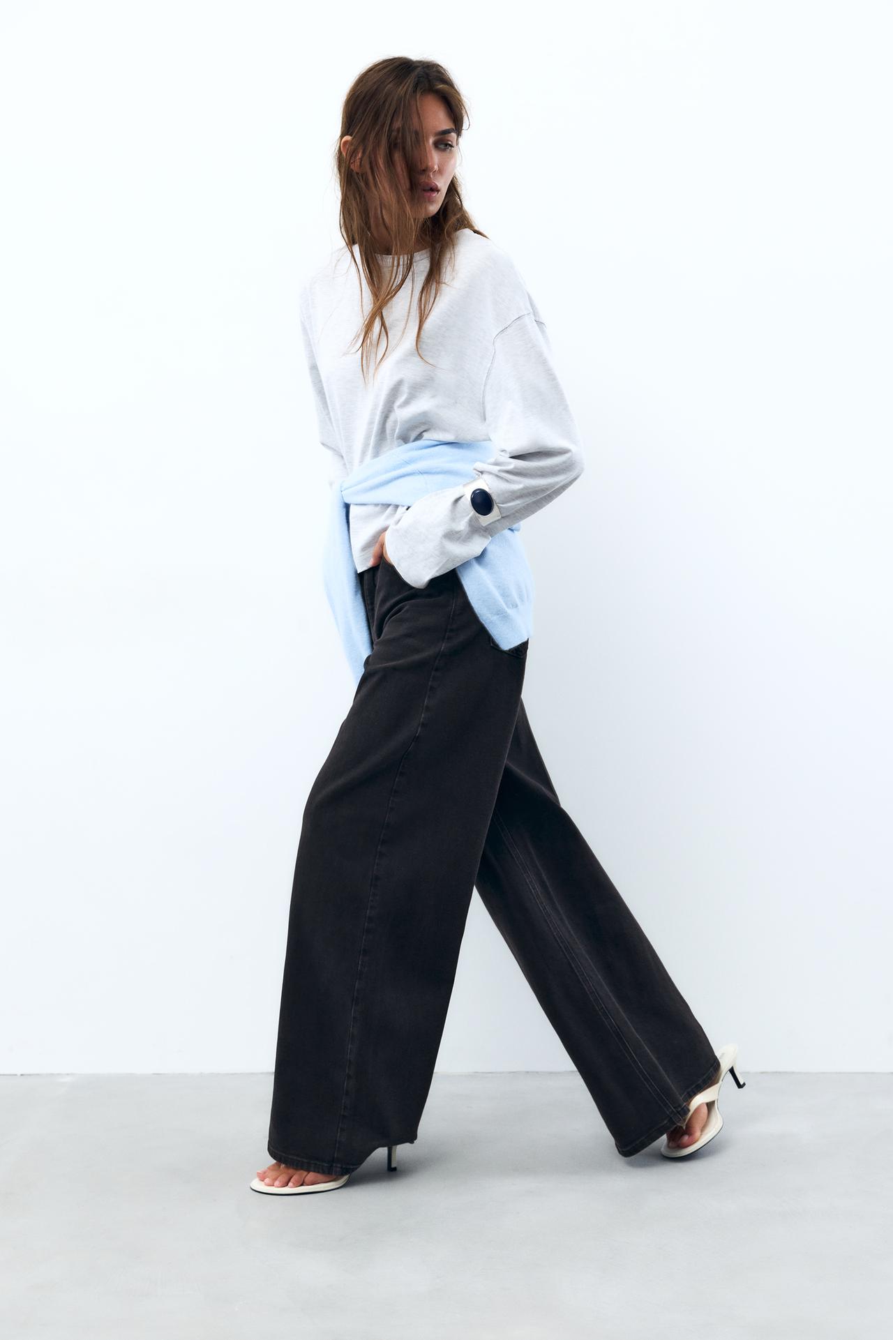 Super wide-leg comfort jeans — Black