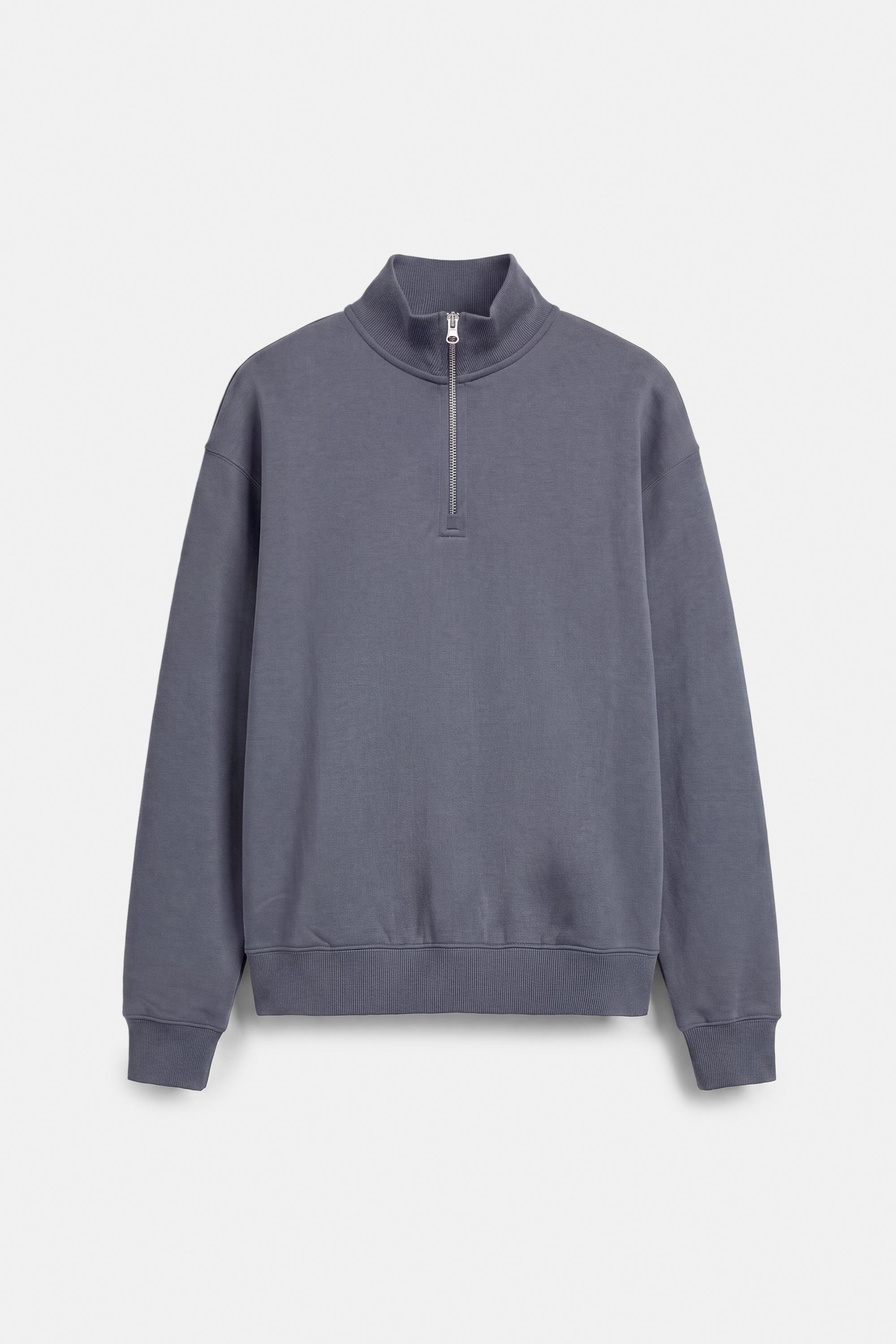 Quarter-zip sweatshirt — Grey blue