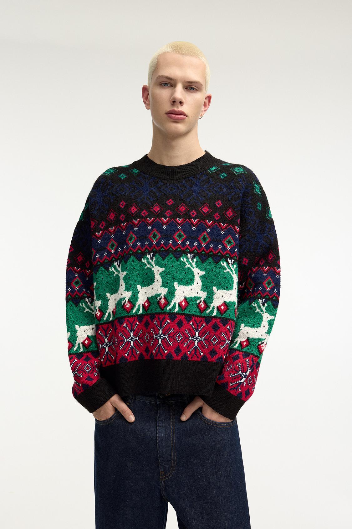 Hombre Busos Navideños Tejidos Cardigan Sueter Tejido Pull And