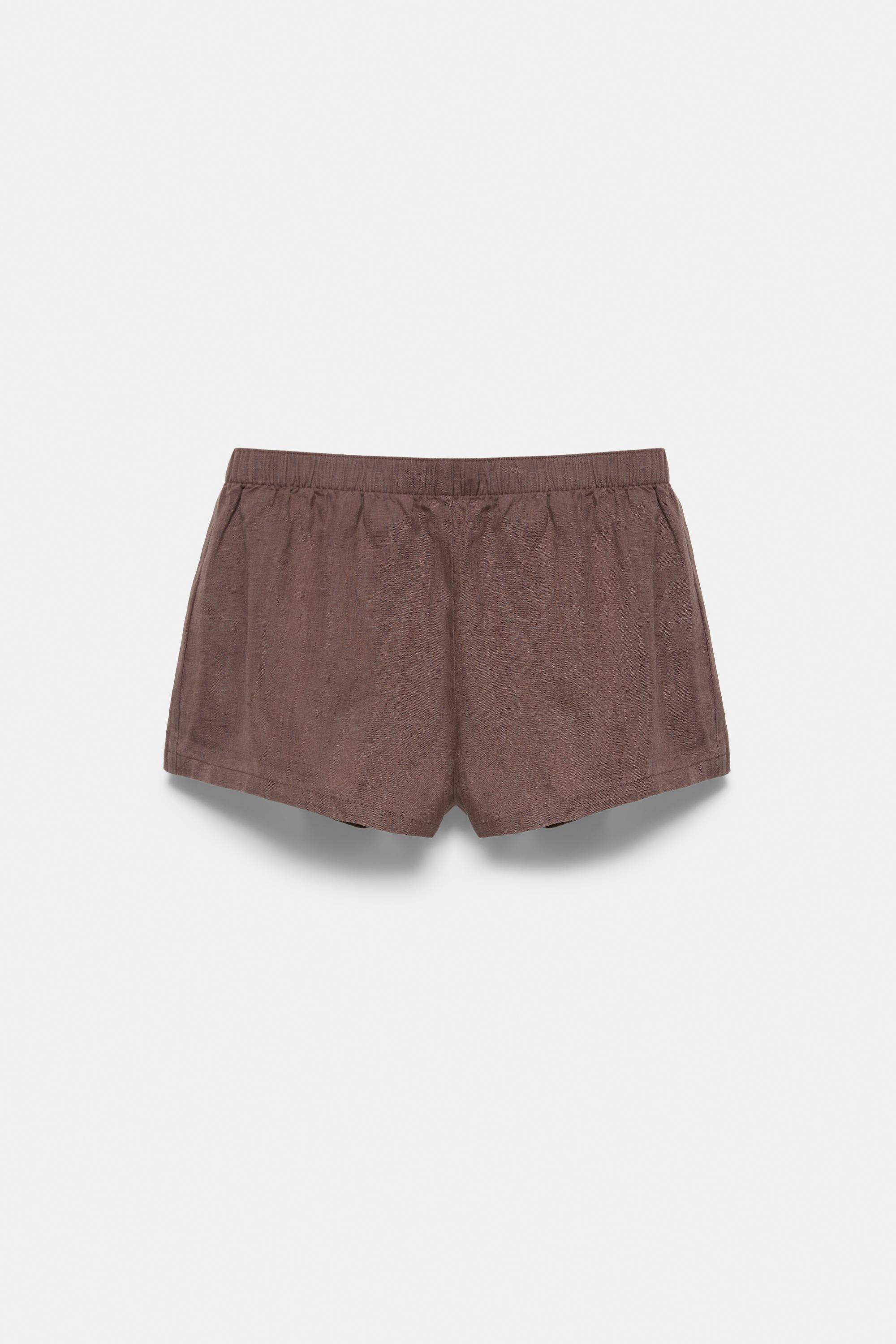 100% Linen Shorts — Taupe
