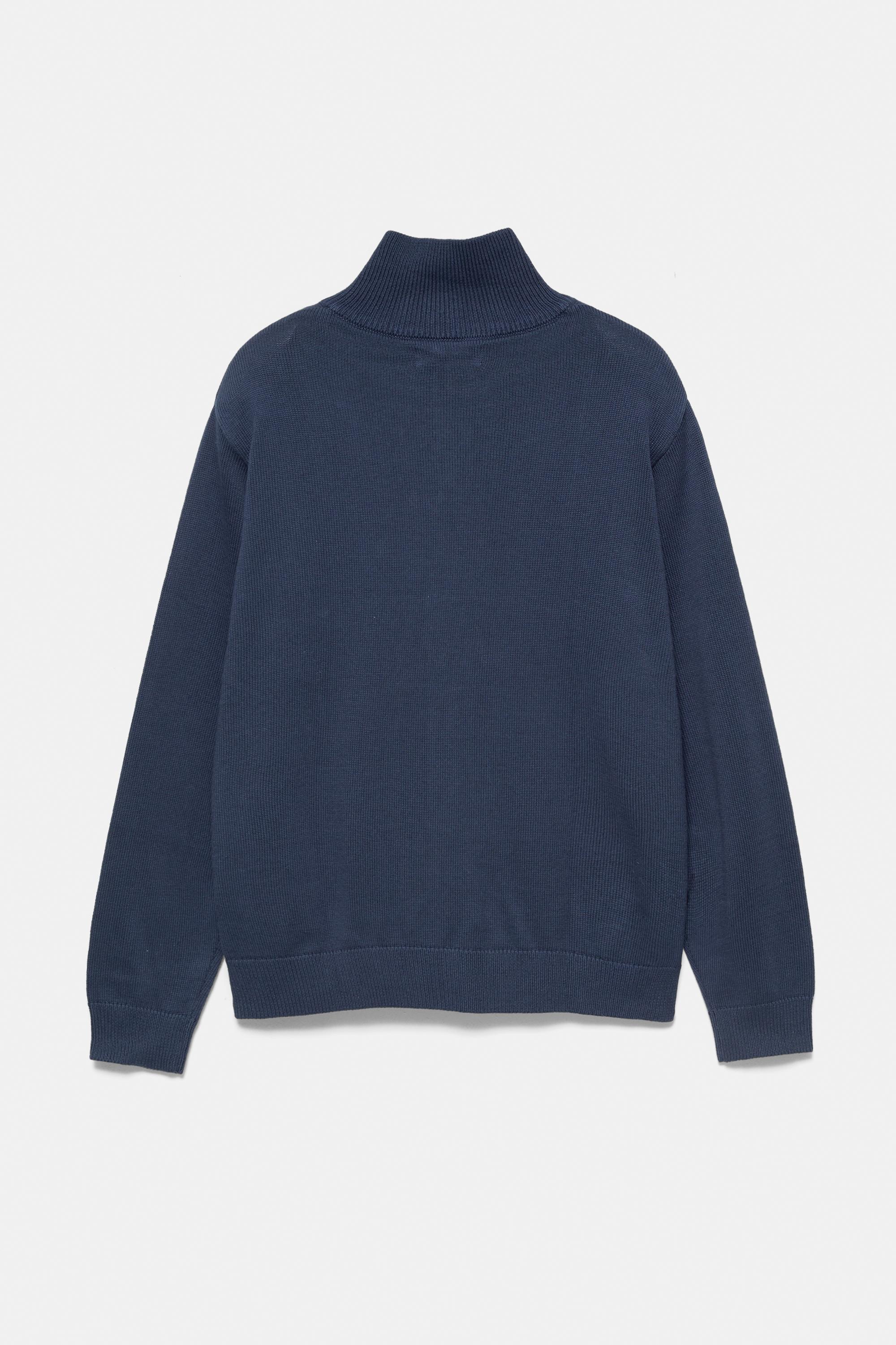 Embroidered quarter-zip sweatshirt — Indigo blue