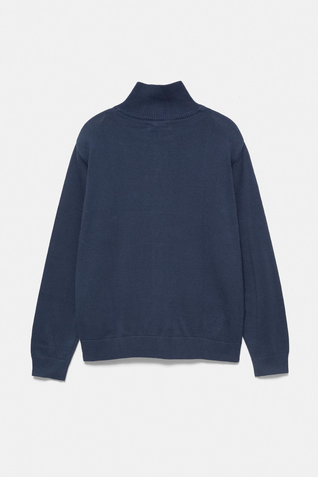 Embroidered quarter-zip jumper — Indigo blue