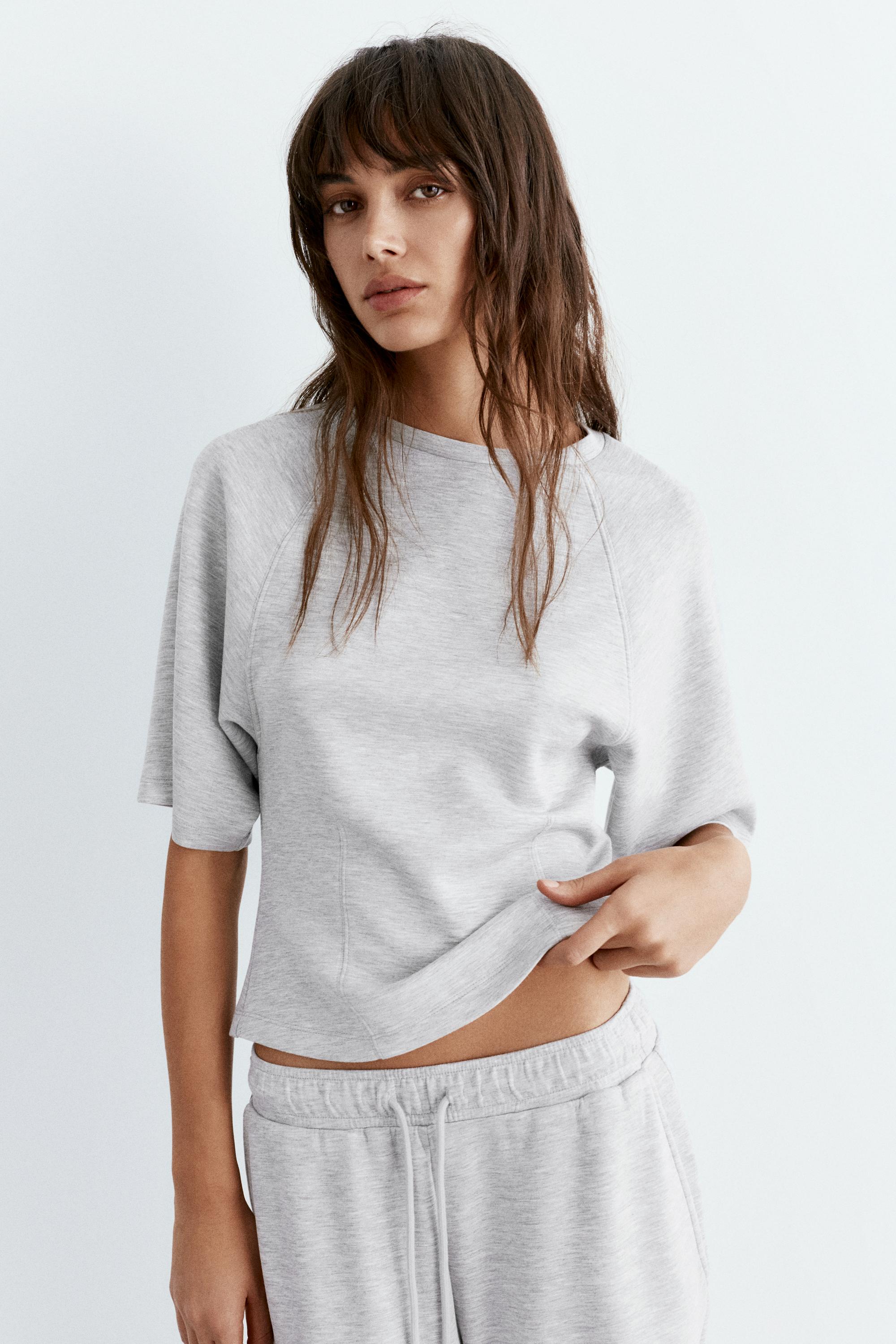 Soft touch short sleeve sweatshirt — Grey marl