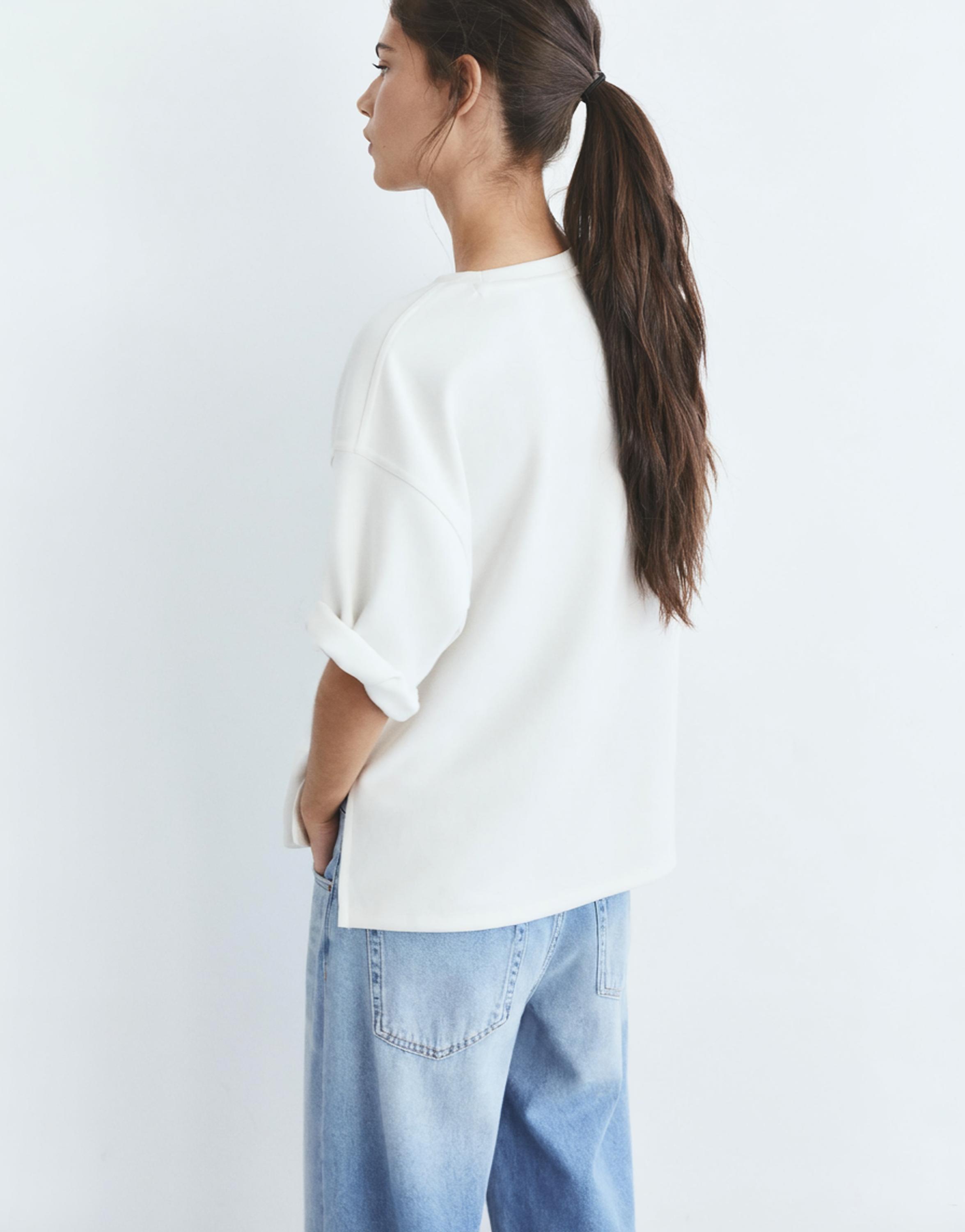 Soft-touch short sleeve T-shirt — Ecru