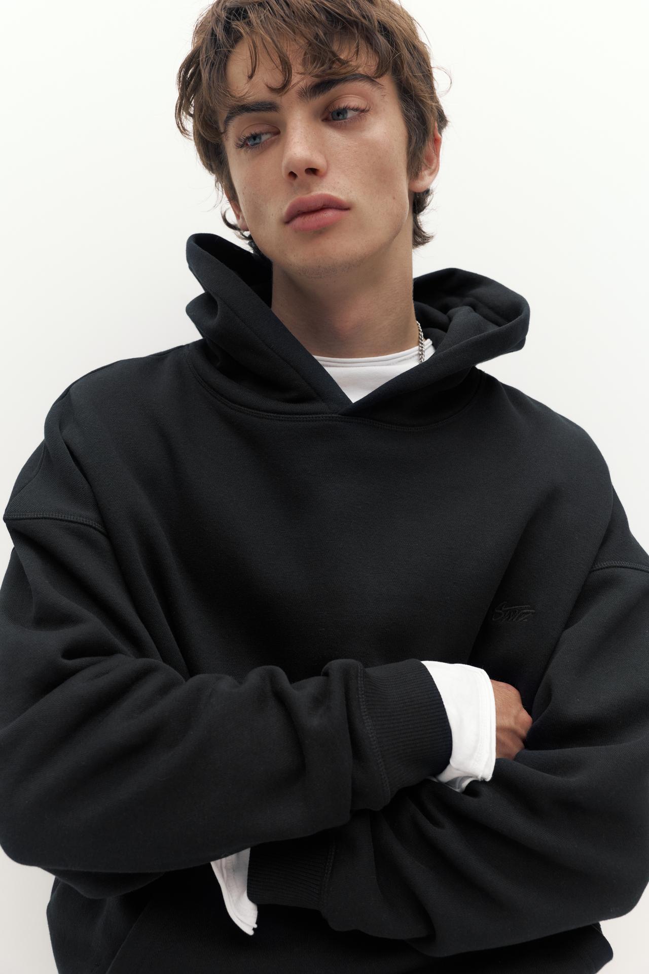 STWD embroidered hoodie — Black