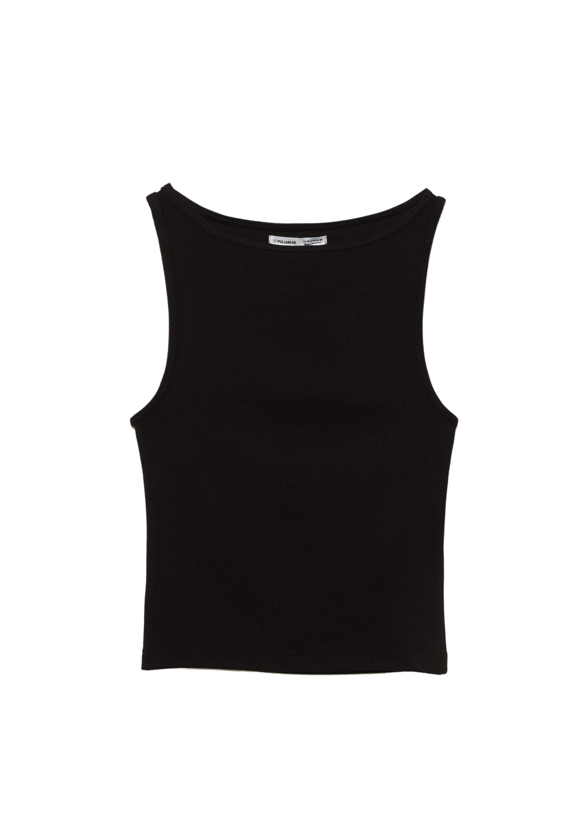 Boat neck tank top — Black