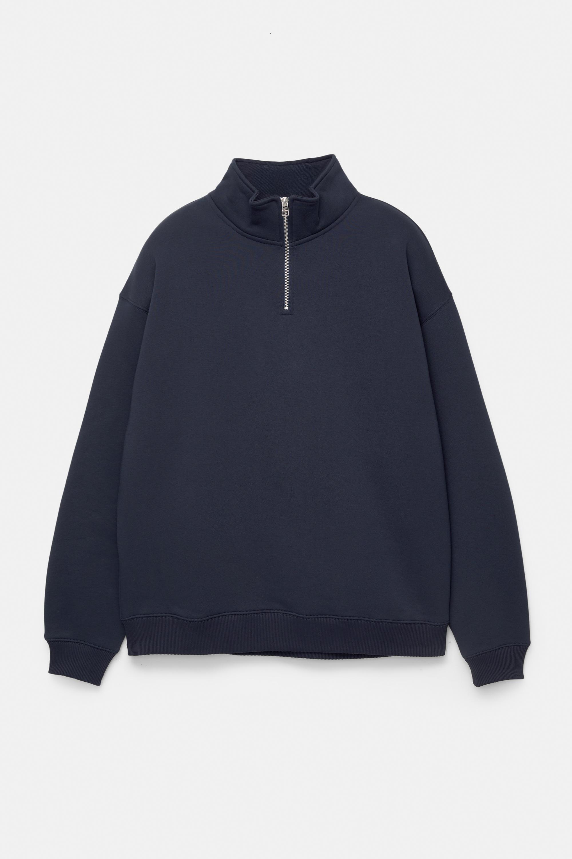 Basic quarter-zip sweatshirt — Navy