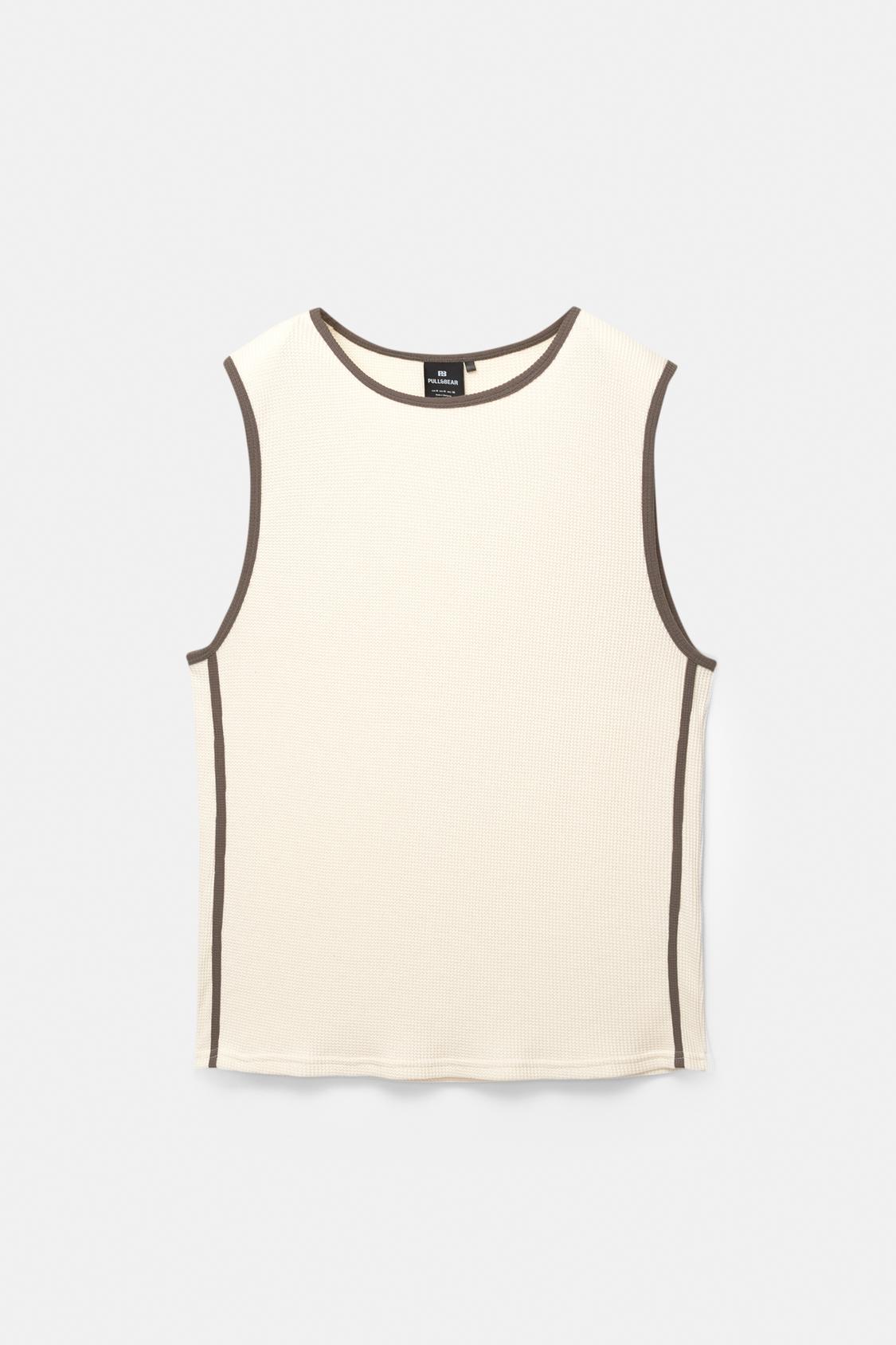 Sleeveless waffle-knit T-shirt PULL&BEAR
