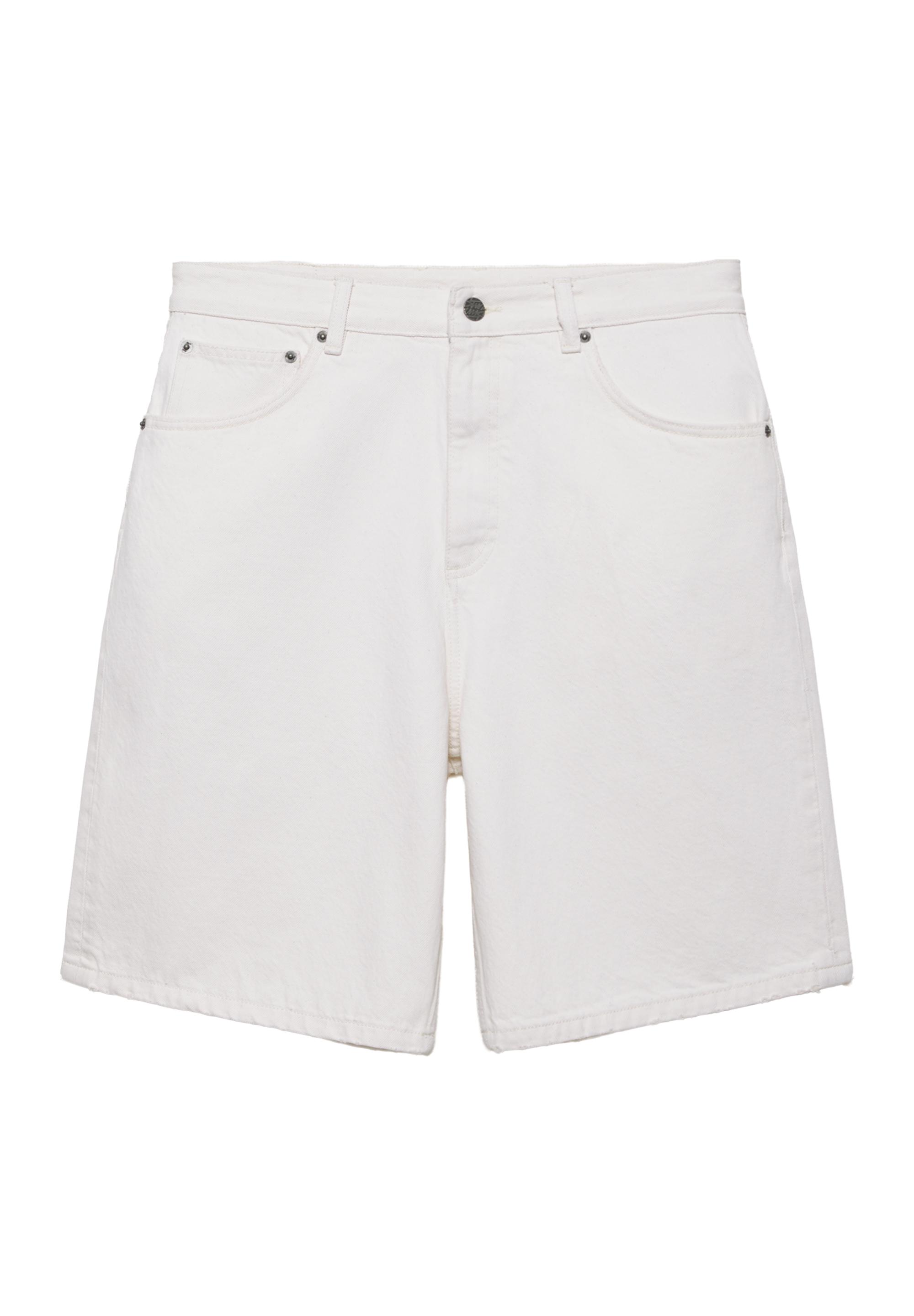 Baggy denim Bermuda shorts — Ecru