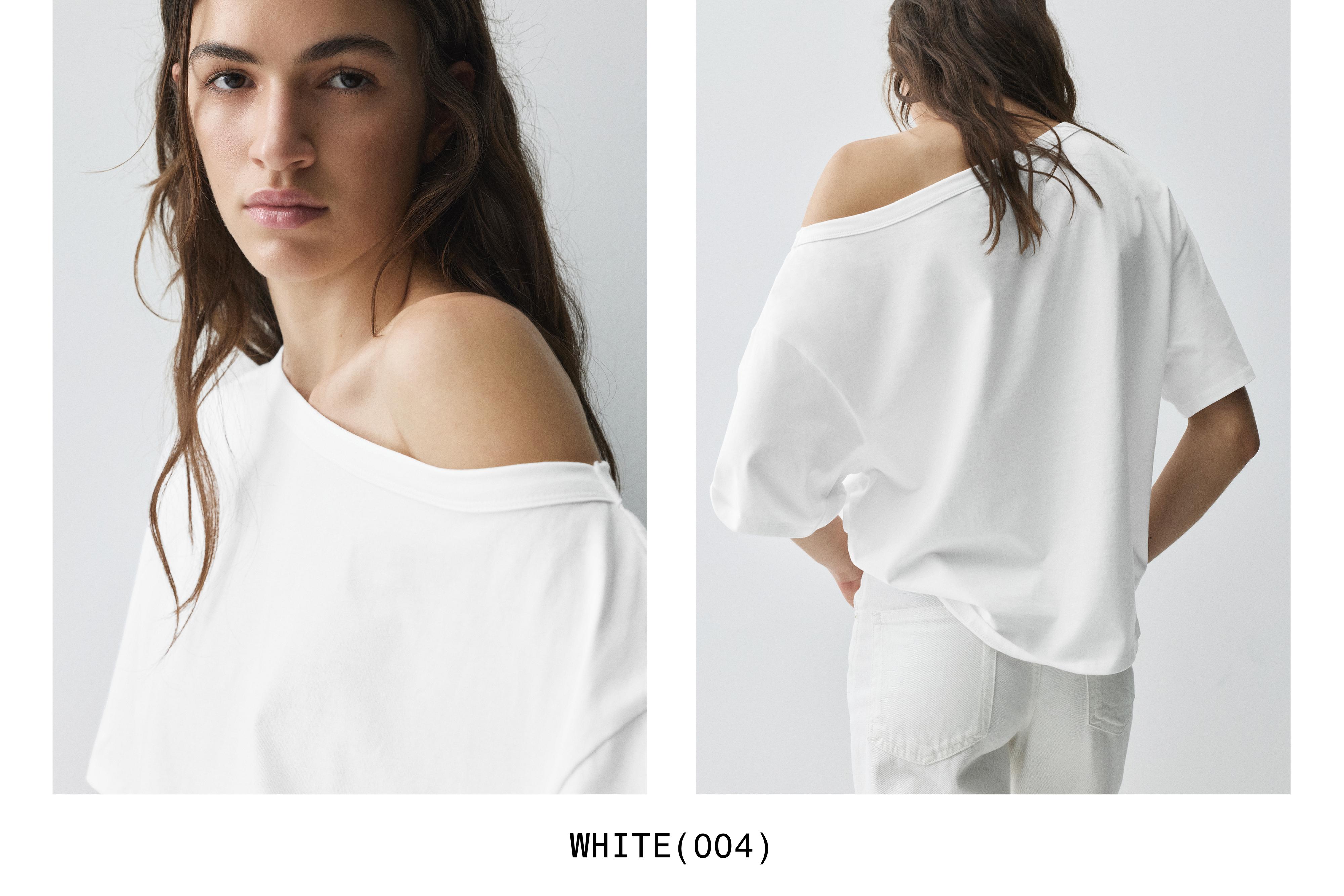 Asymmetric short sleeve T-shirt — White