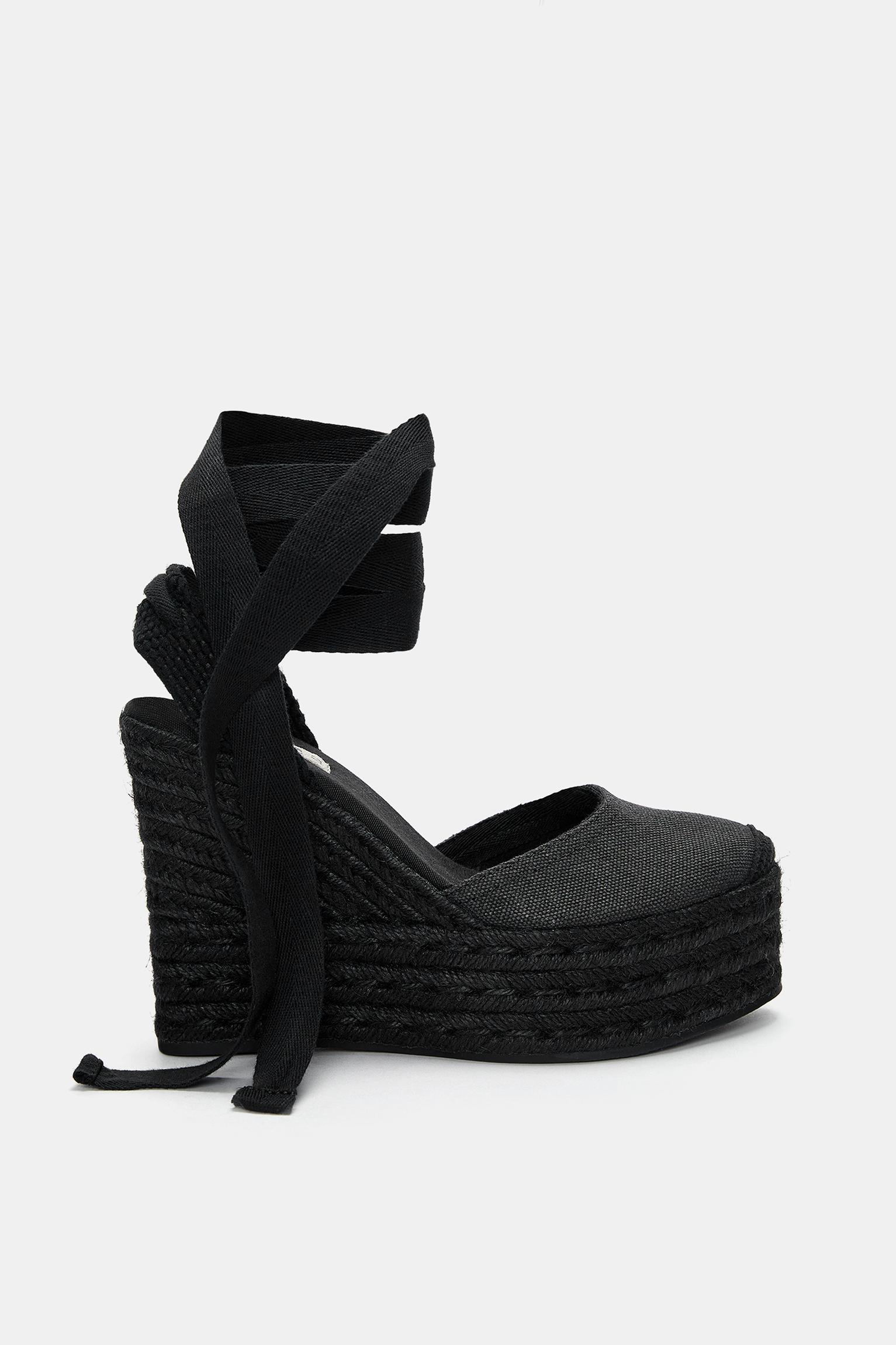Unisa Carat Black Espadrille | Wedge Shoes