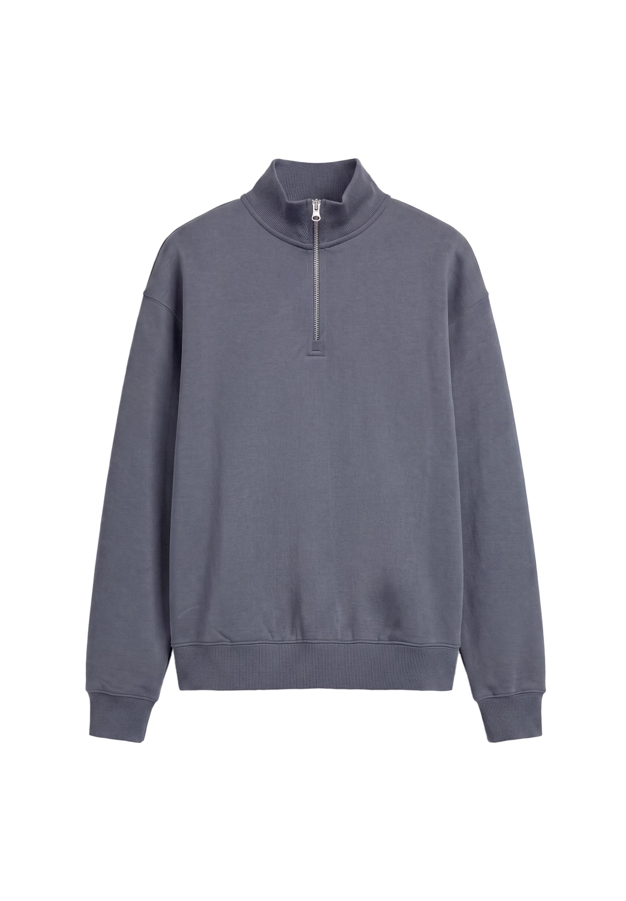 Quarter-zip sweatshirt — Grey blue