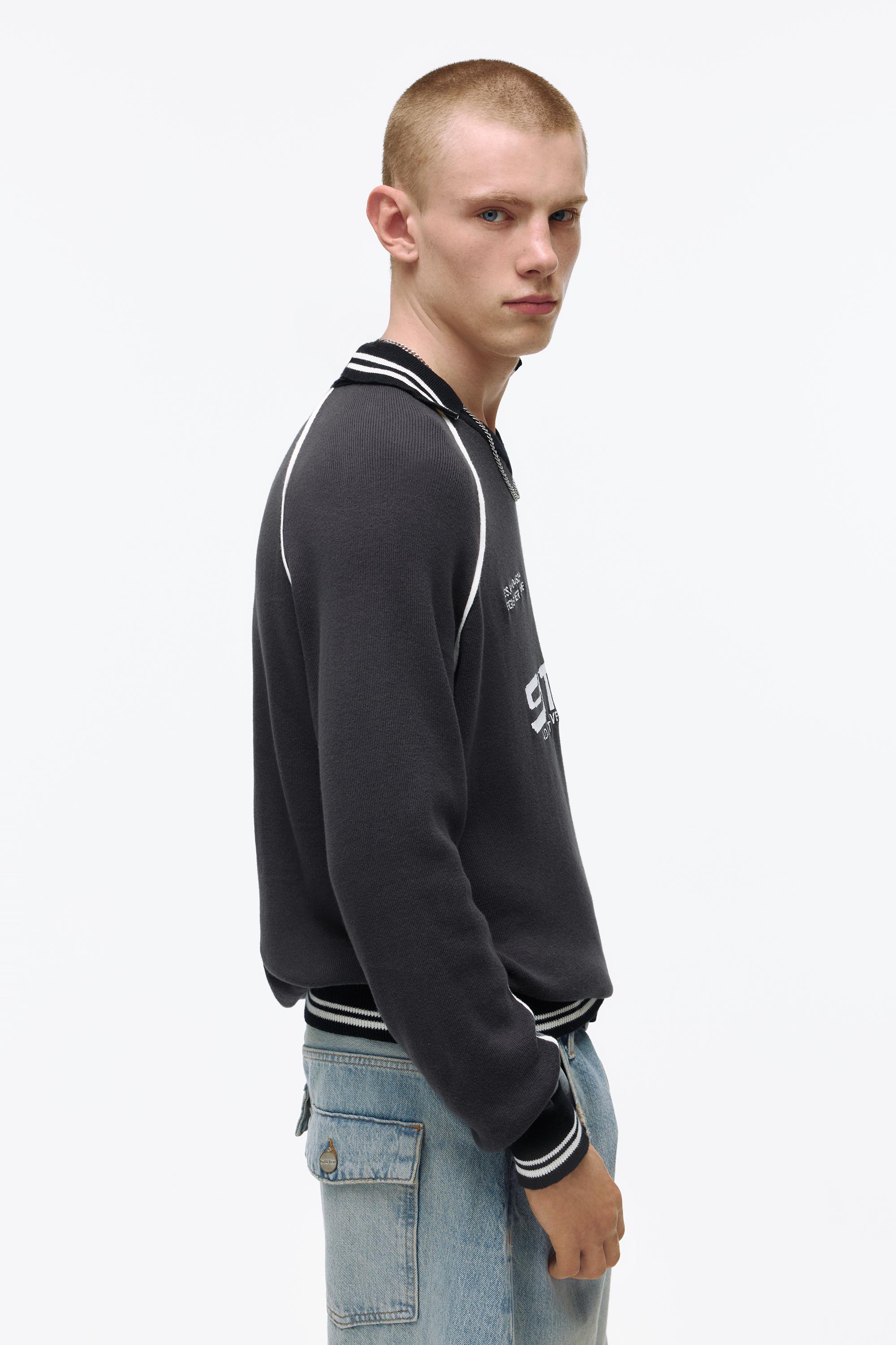 Long sleeve STWD polo shirt — Anthracite grey