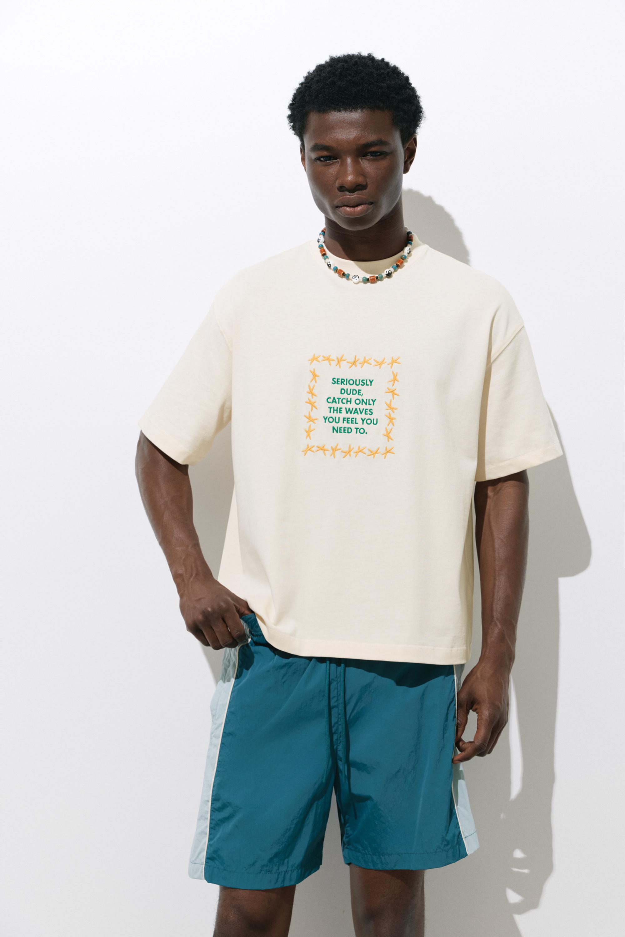 Embroidered star T-shirt — Beige