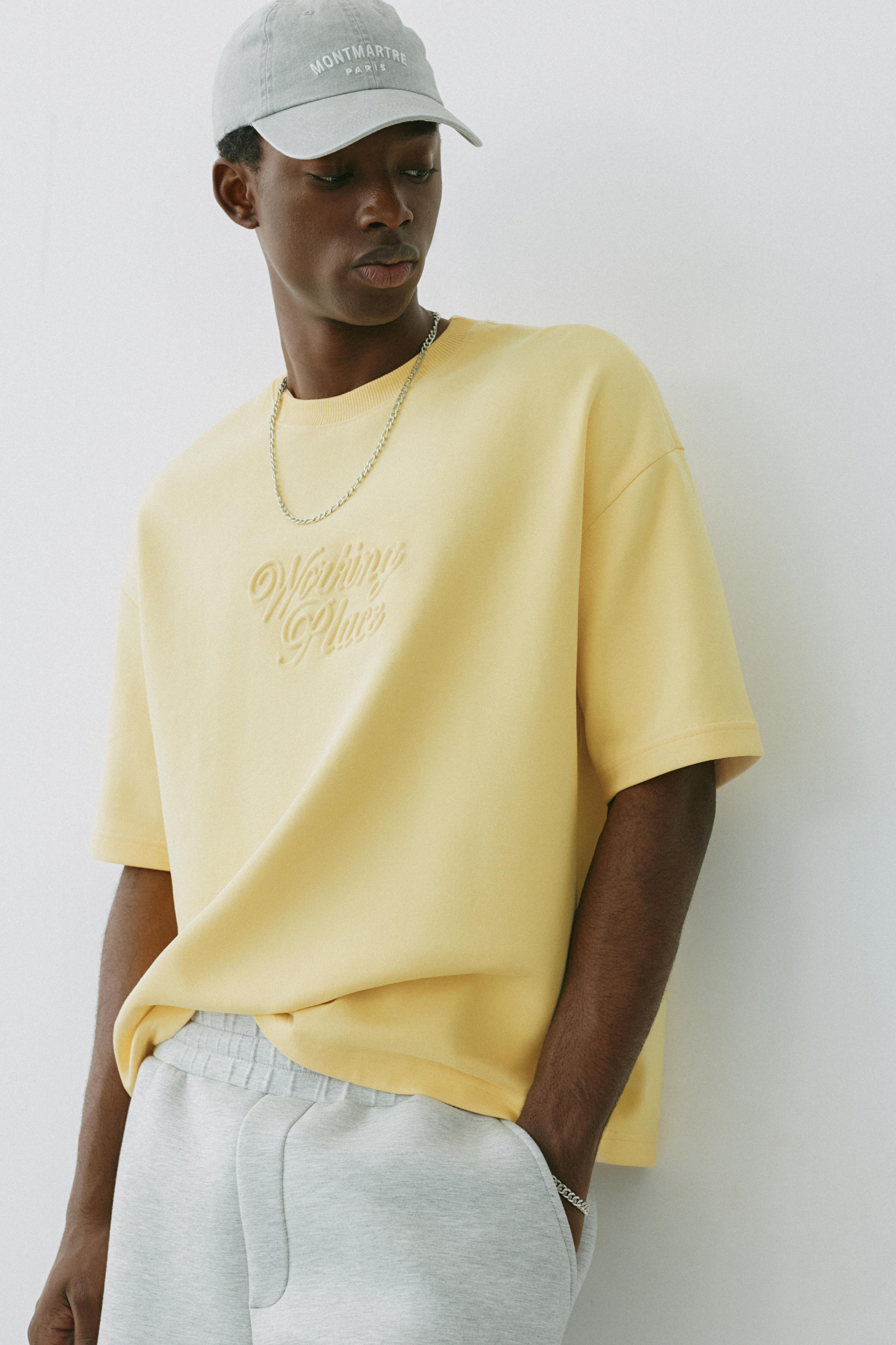 Short sleeve slogan sweatshirt — Yellow