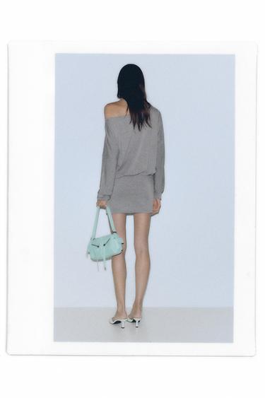 Asymmetric gathered dress — Grey marl 3
