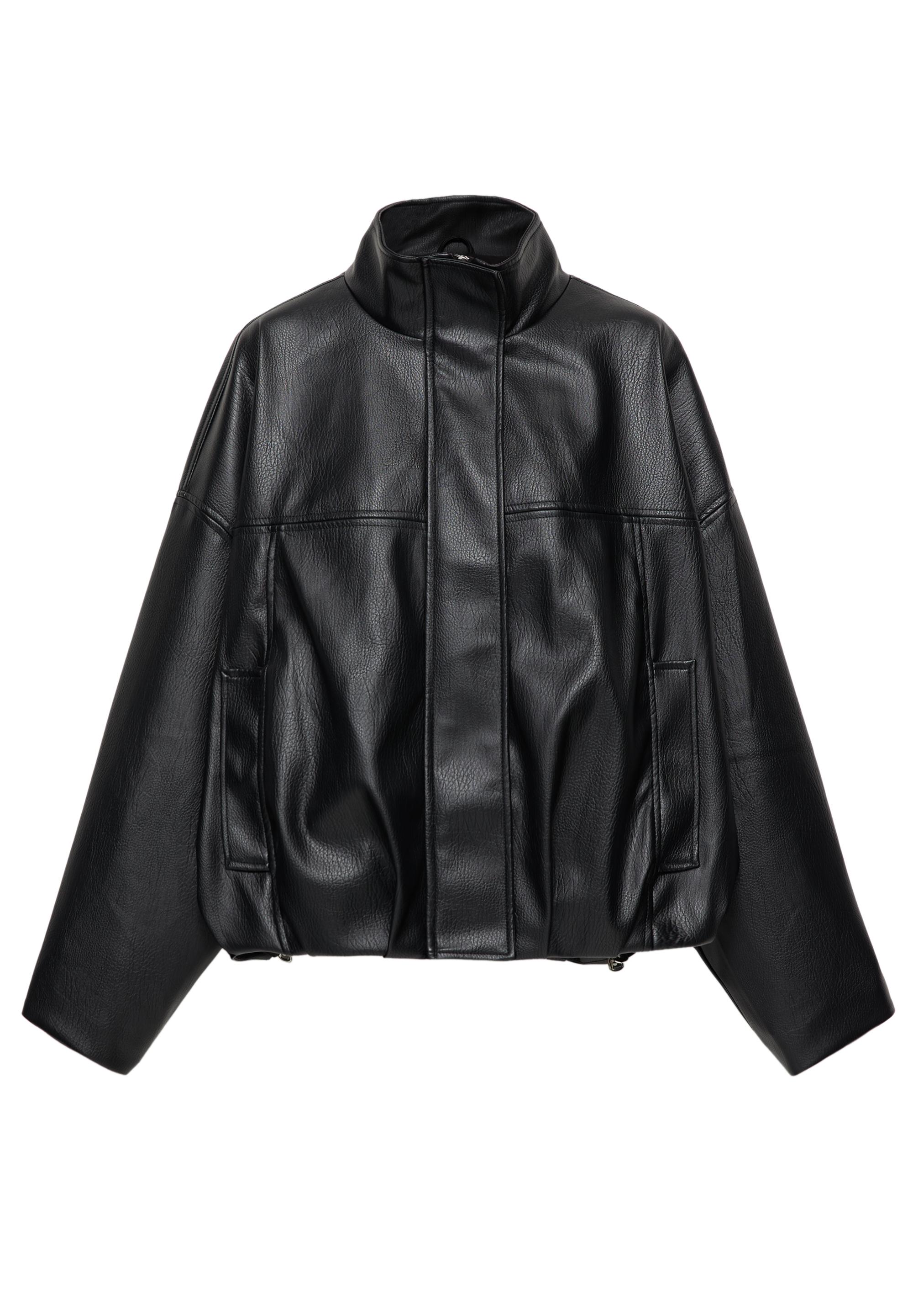 Leather effect balloon jacket