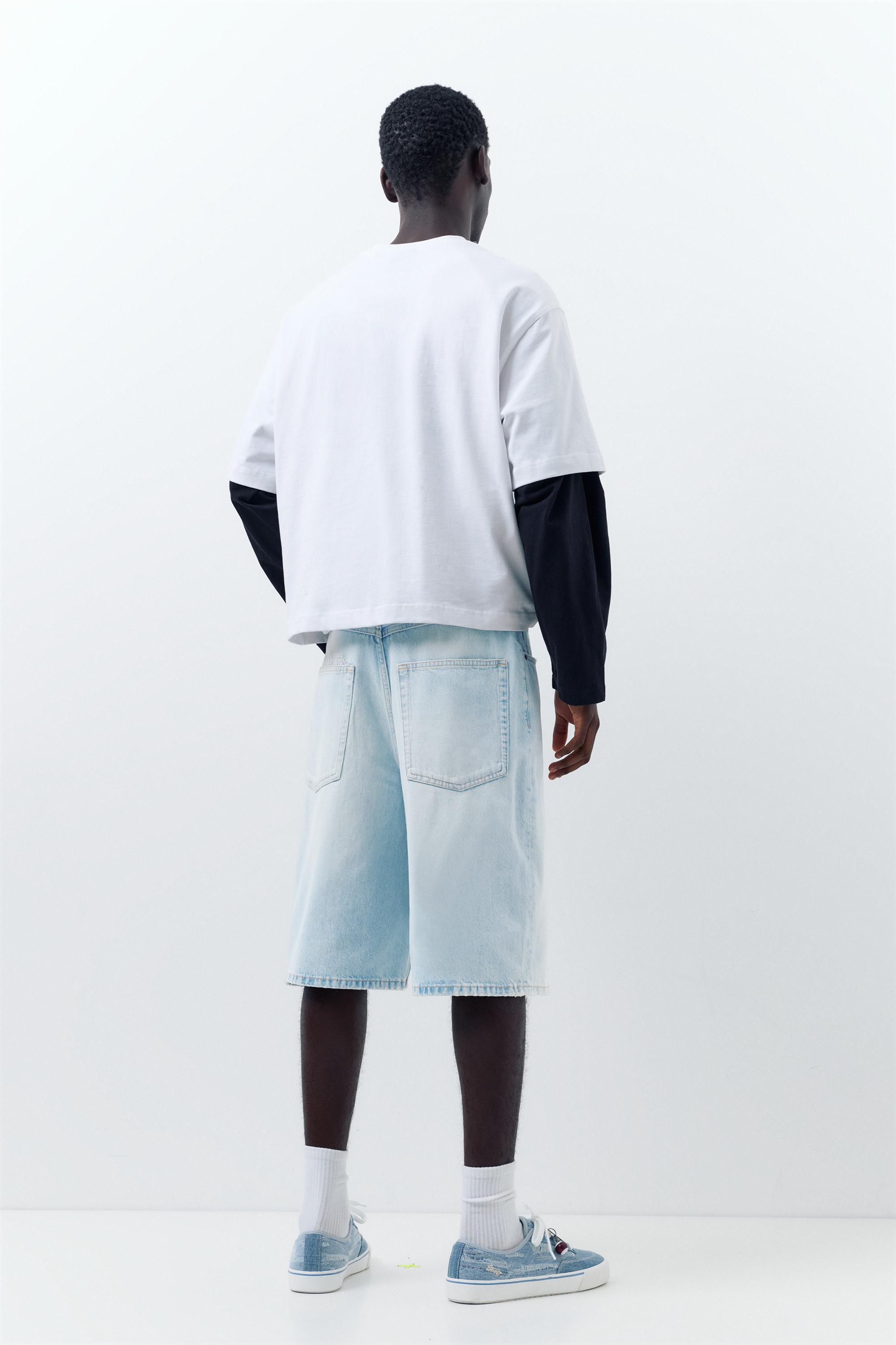 Skater denim Bermuda shorts — Pale blue