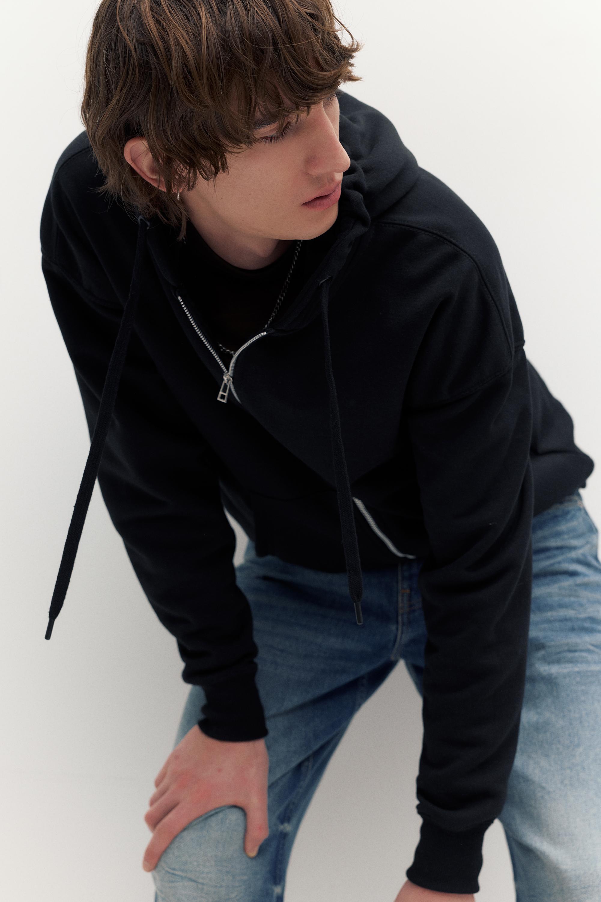 Basic kapüşonlu fermuarlı sweatshirt - Görsel 38