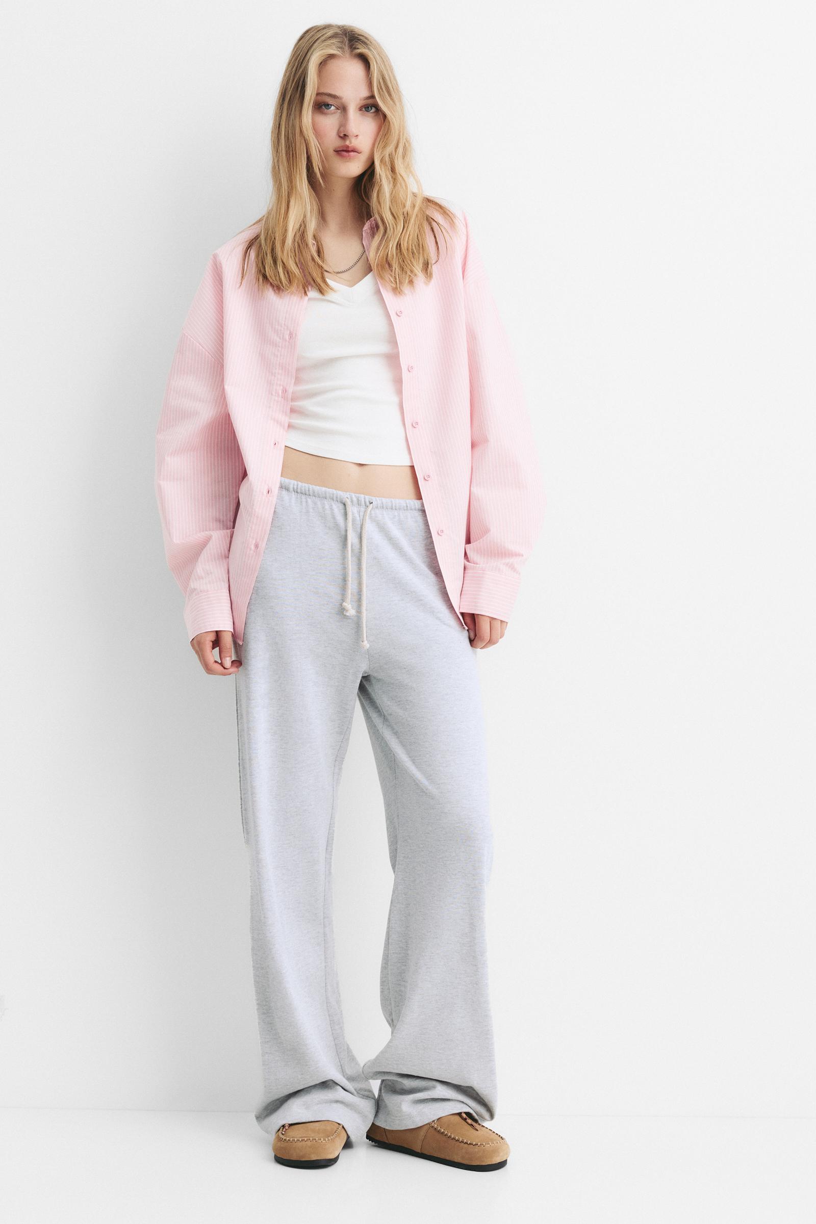 Pantalon De Survêtement Wide Leg Gris - Pull&Bear - Modalova