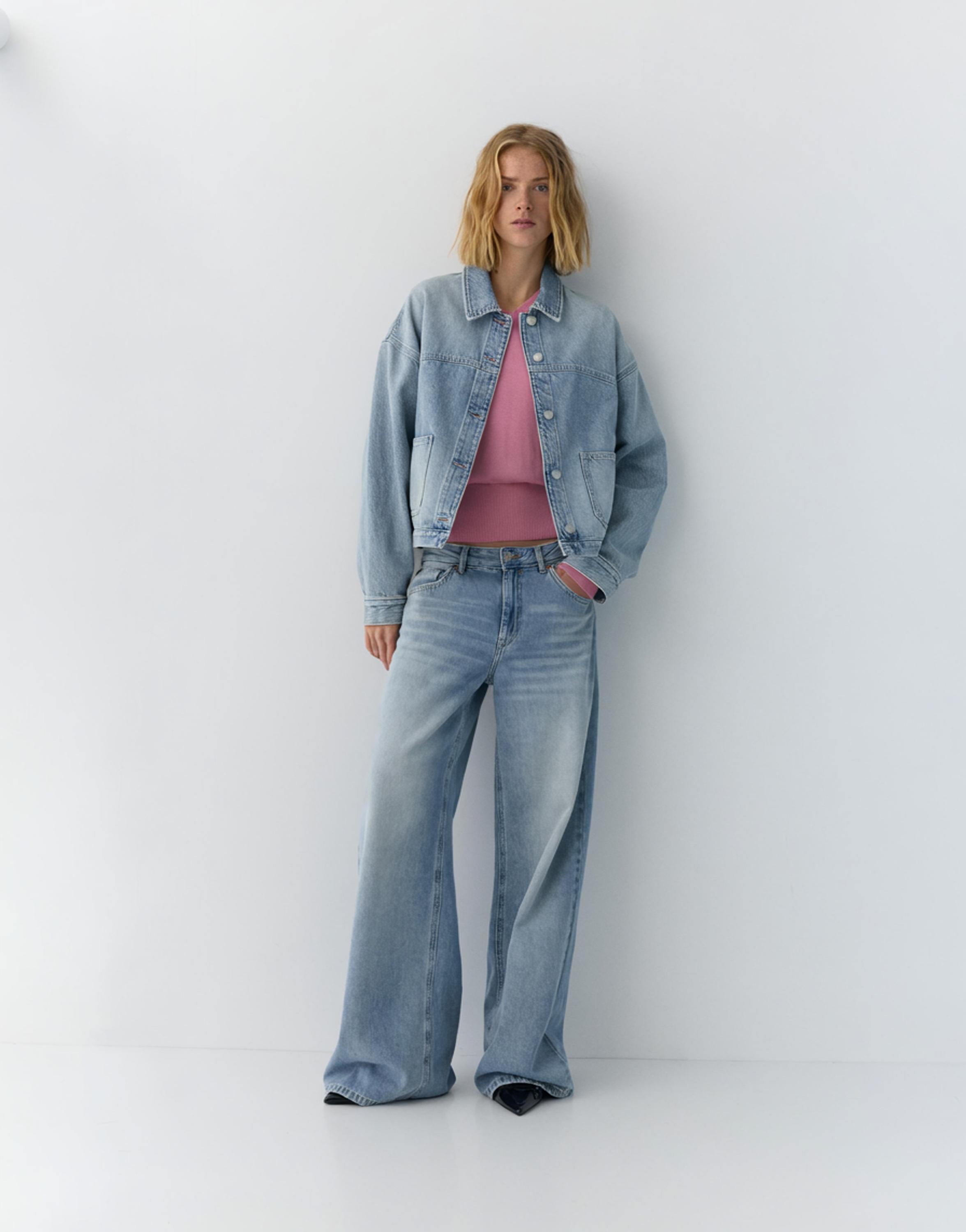 Boxy kesim denim ince ceket - Görsel 11