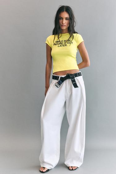 Smiley slogan T-shirt — Yellow 1