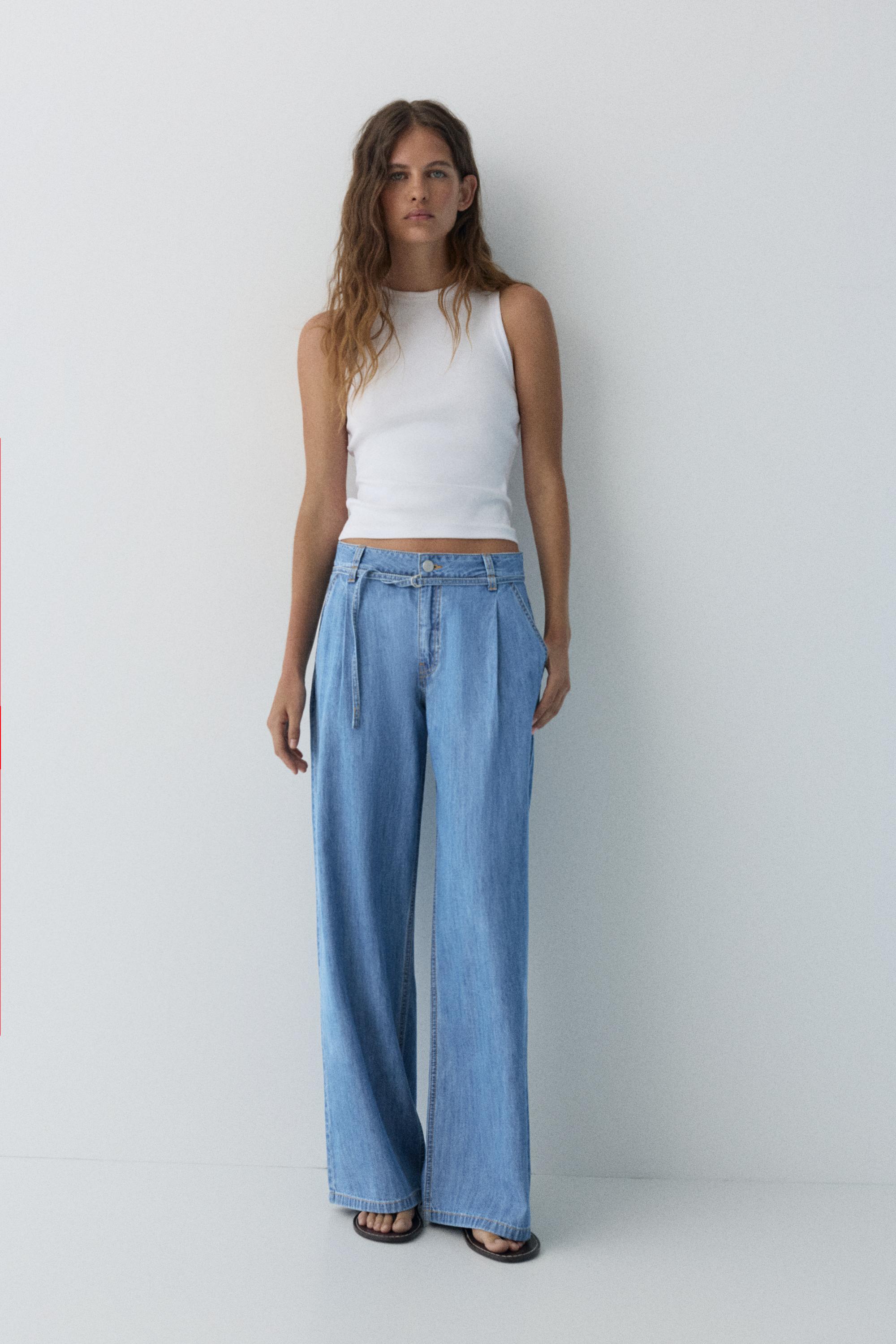Jeans Wide Leg Con Coulisse