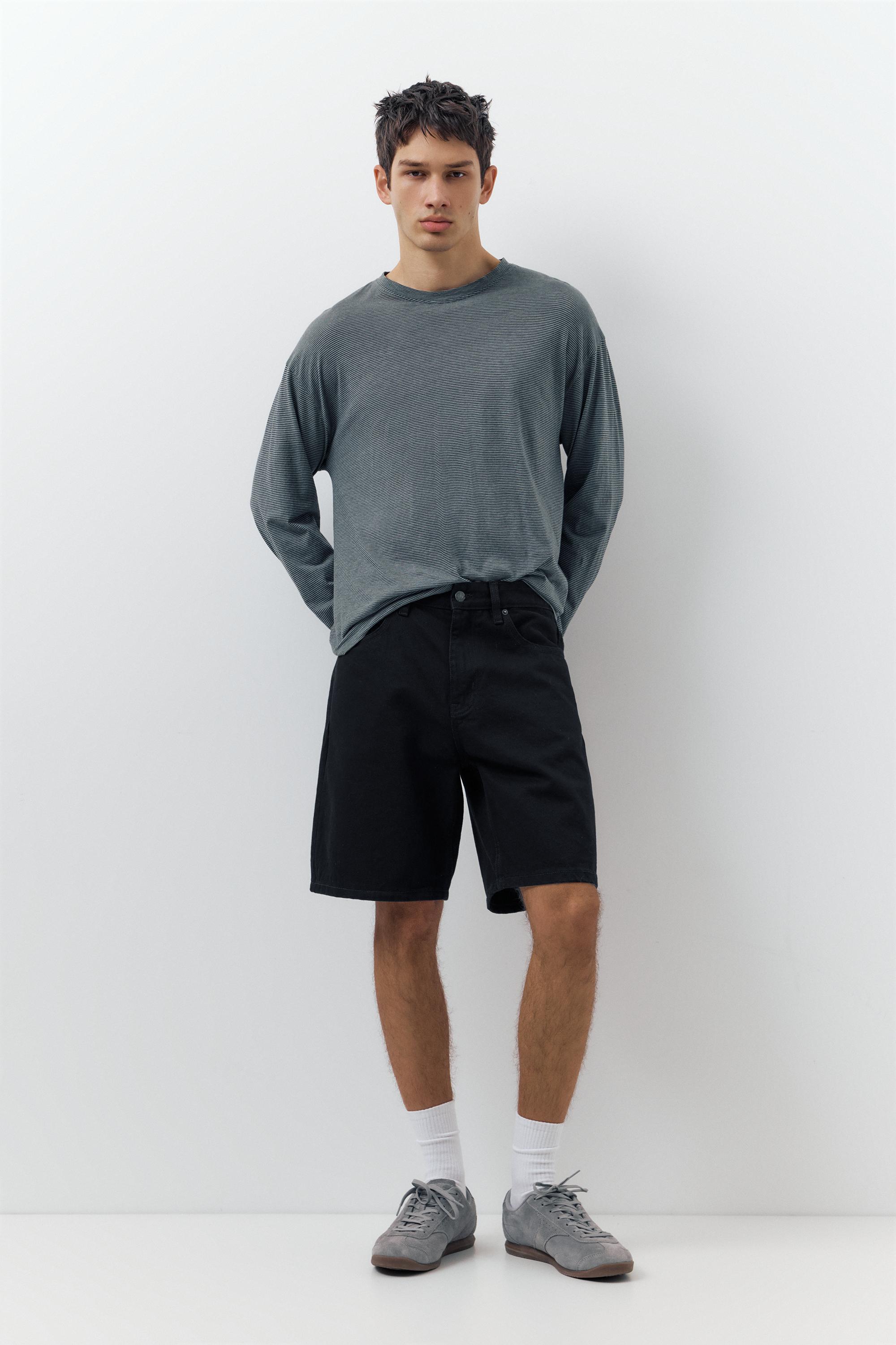 Standart kesim distressed denim bermuda - Görsel 20