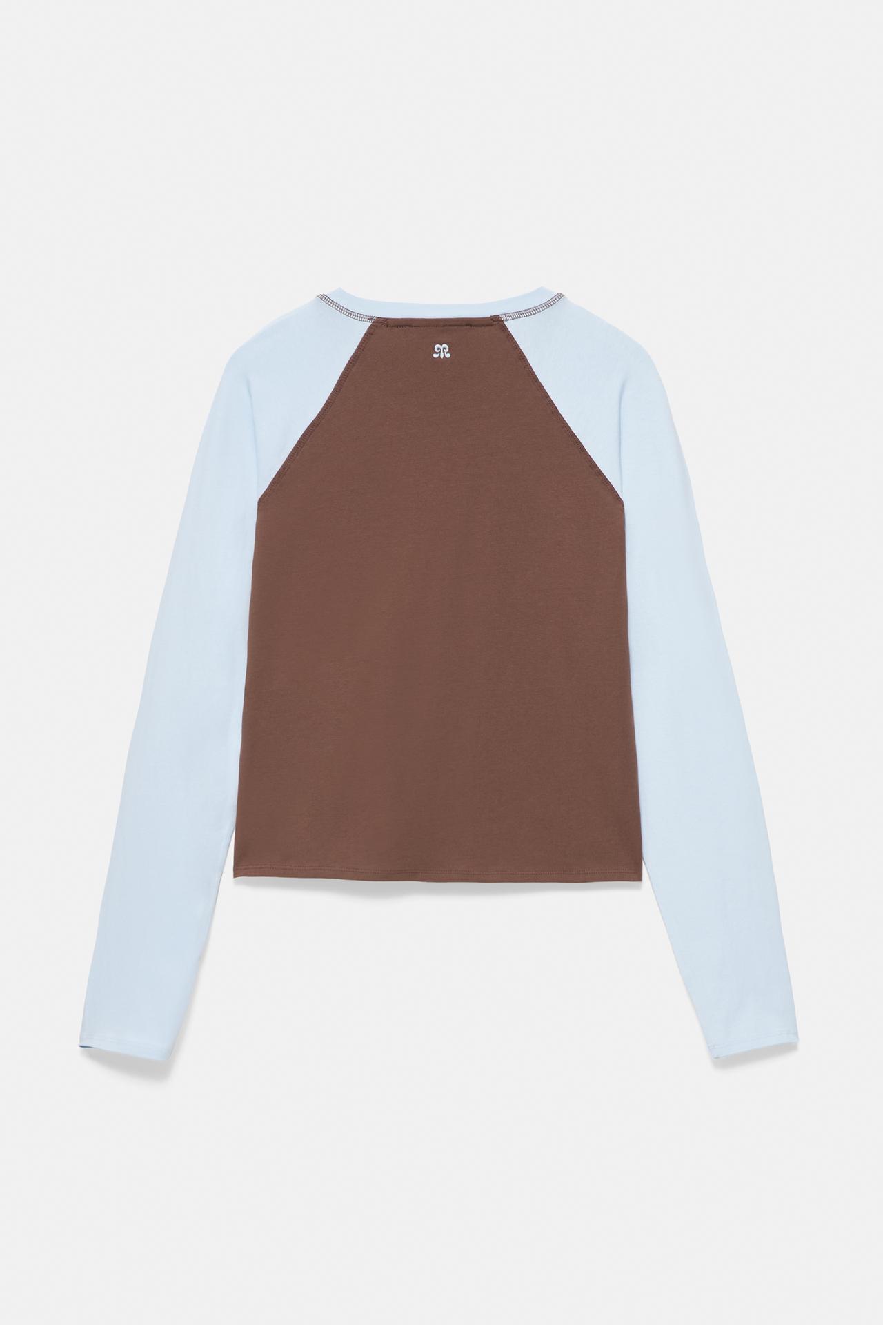 Number print raglan T-shirt — Brown