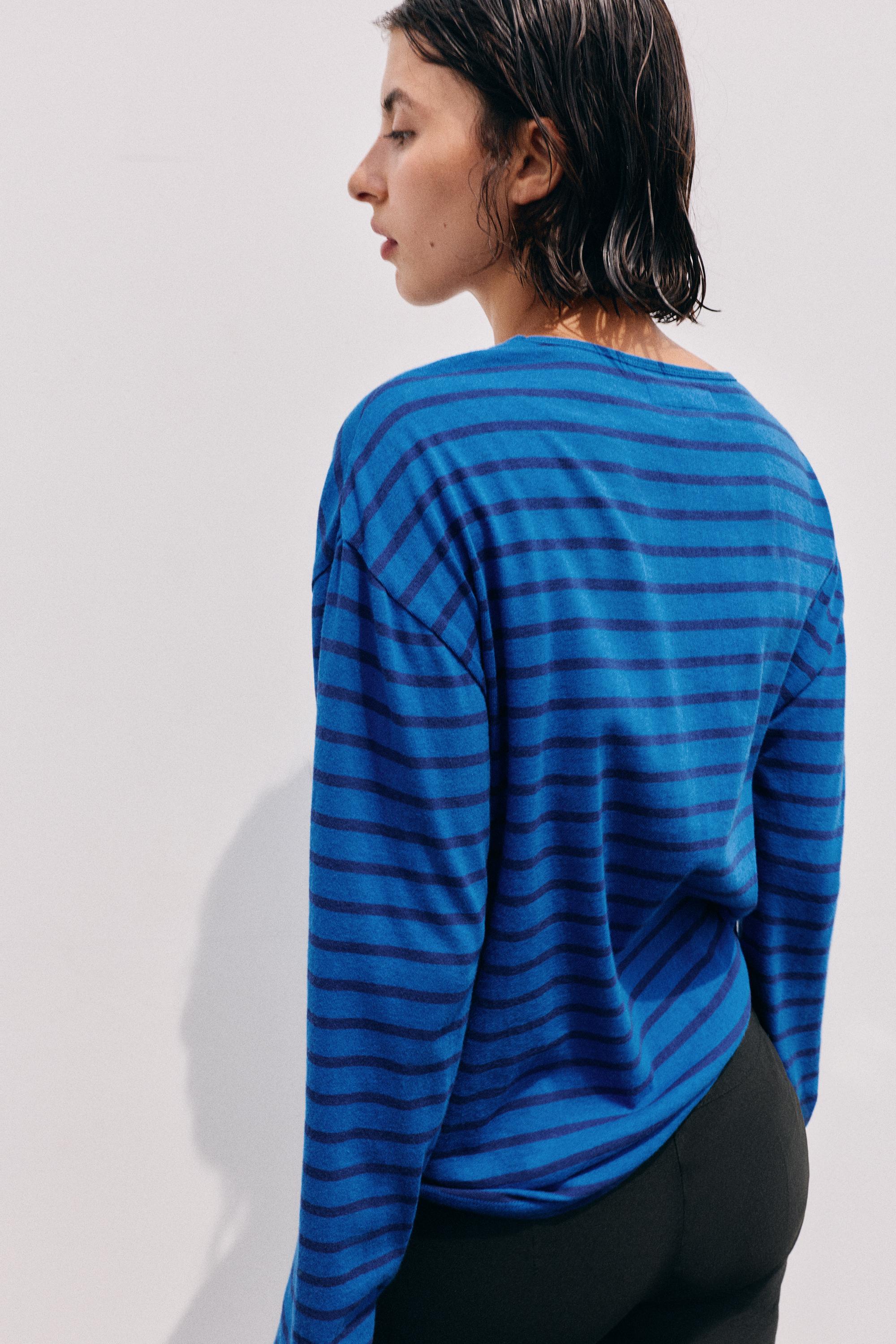 Oversize long sleeve striped T-shirt — Striped