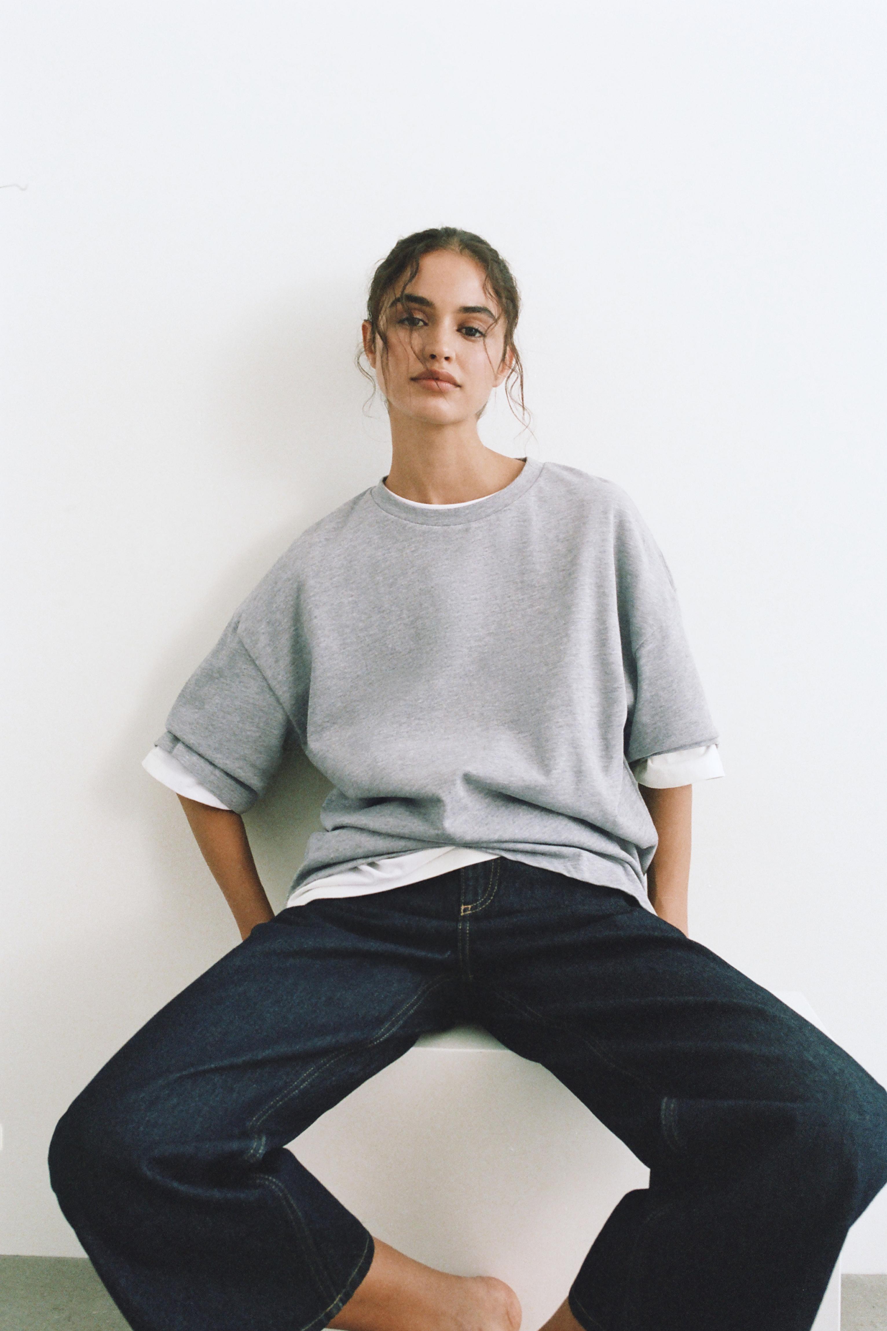 Oversize short sleeve T-shirt — Grey marl