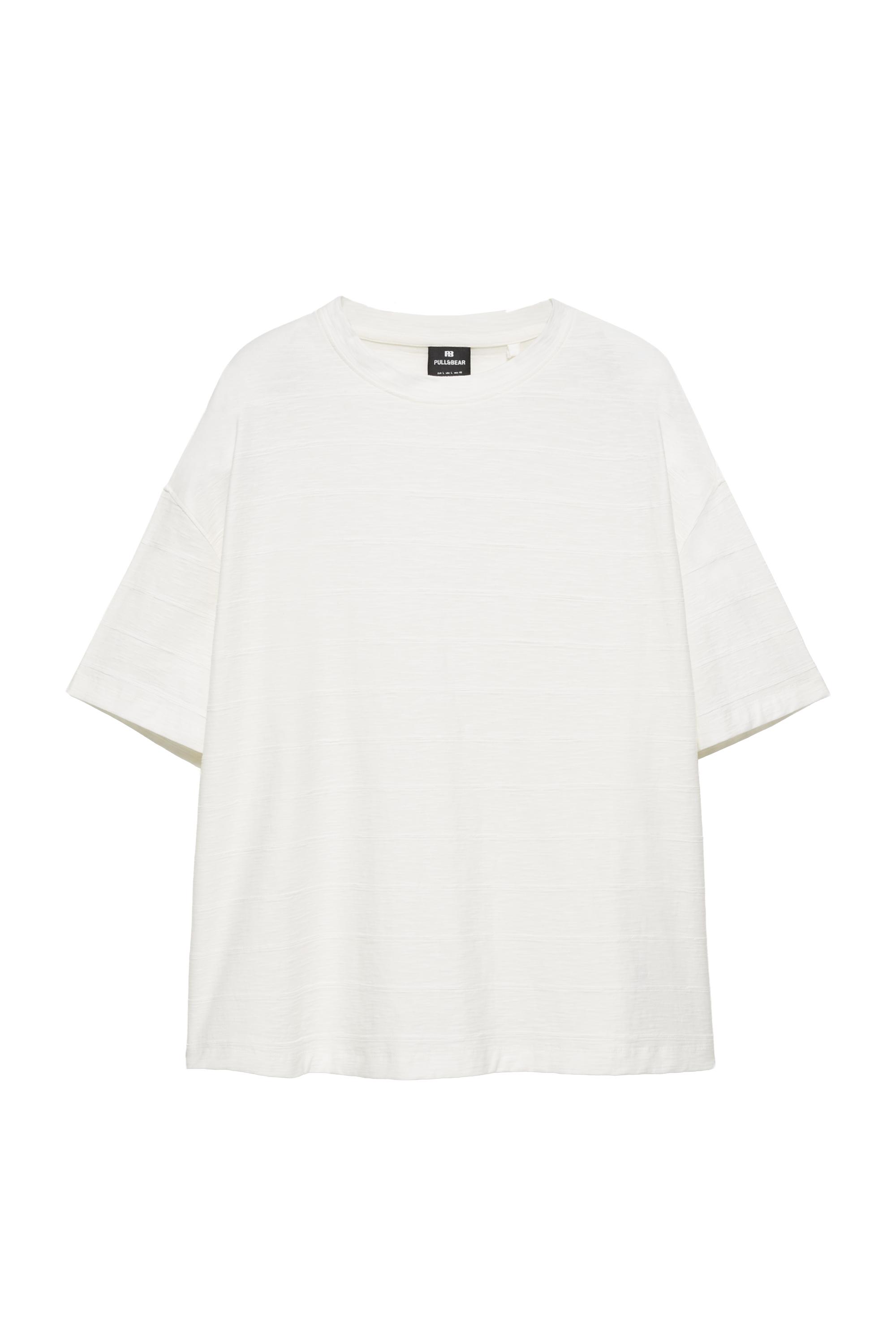 Boxy kesim dokulu t-shirt - Görsel 4